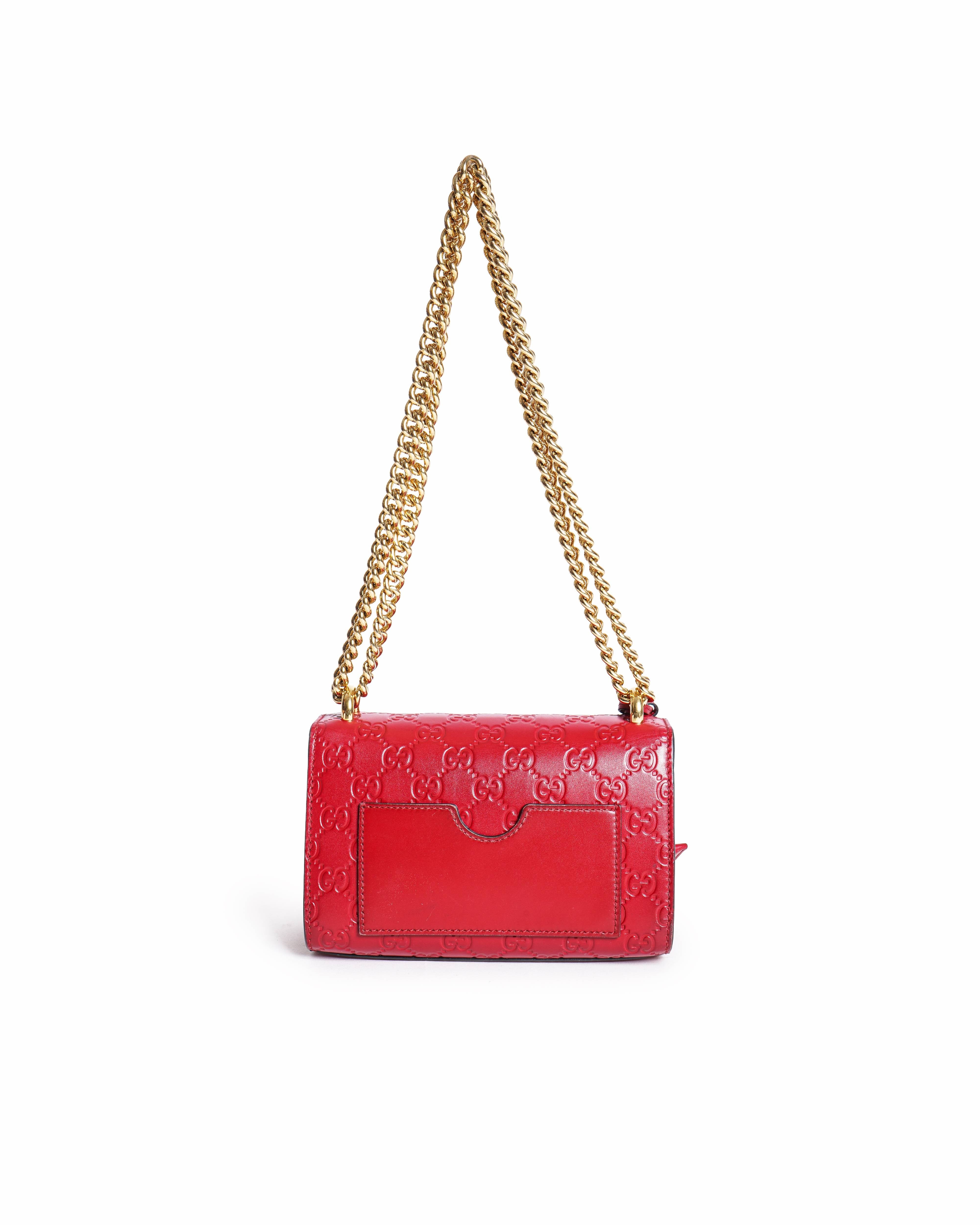 Gucci Small Padlock Shoulder Bag in Red Guccissima Leather