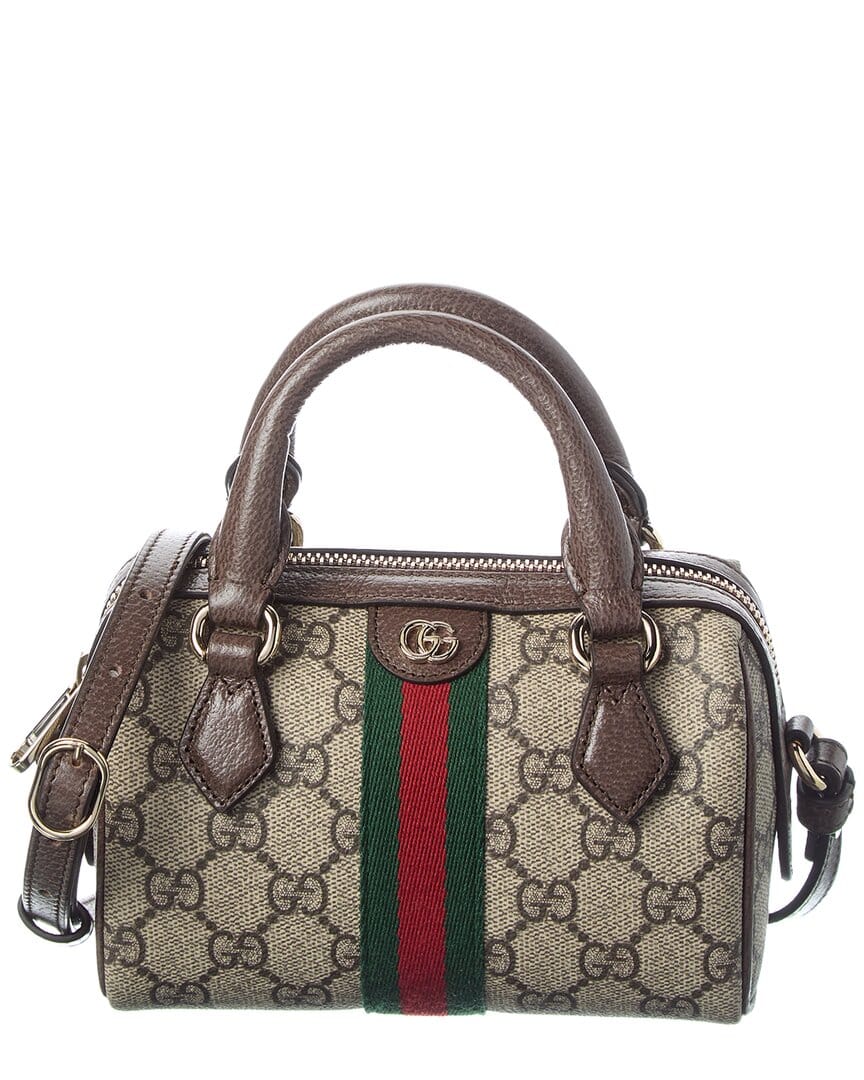 Gucci Ophidia Mini Gg Supreme Canvas & Leather Boston Bag