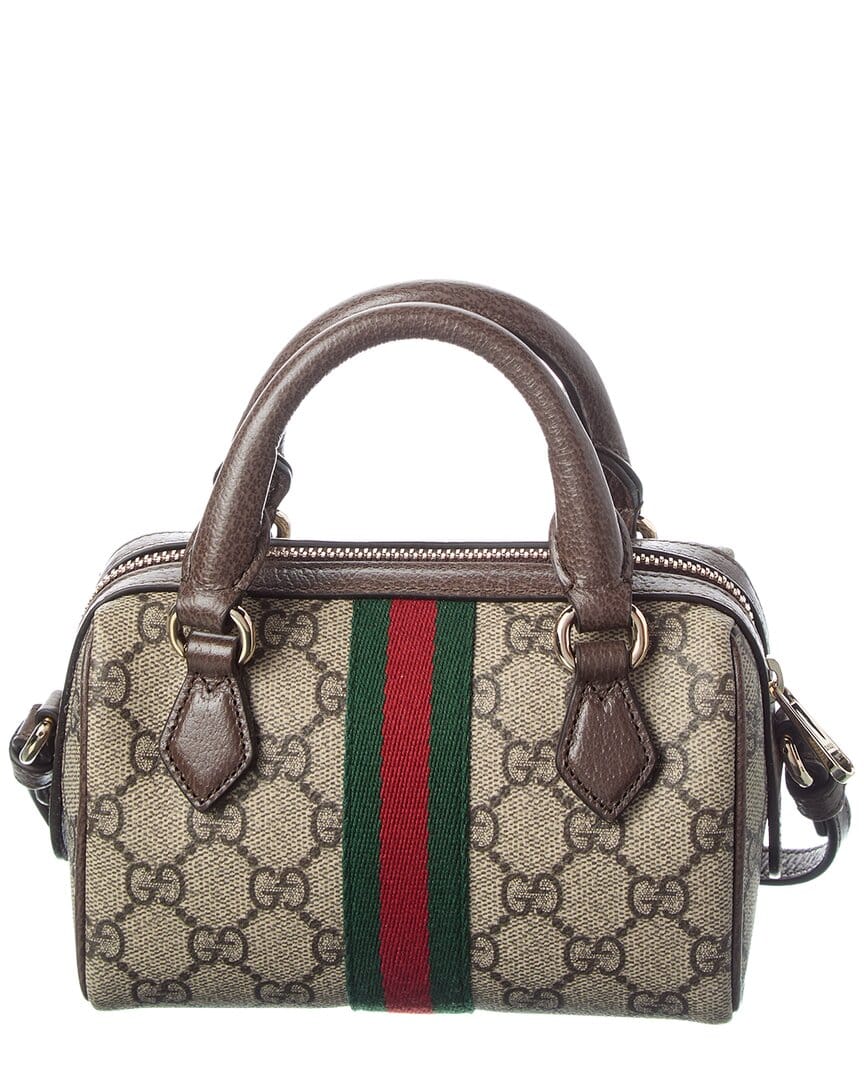 Gucci Ophidia Mini Gg Supreme Canvas & Leather Boston Bag