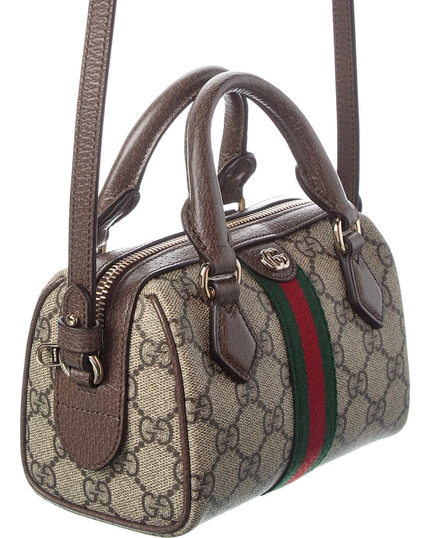 Gucci Ophidia Mini Gg Supreme Canvas & Leather Boston Bag