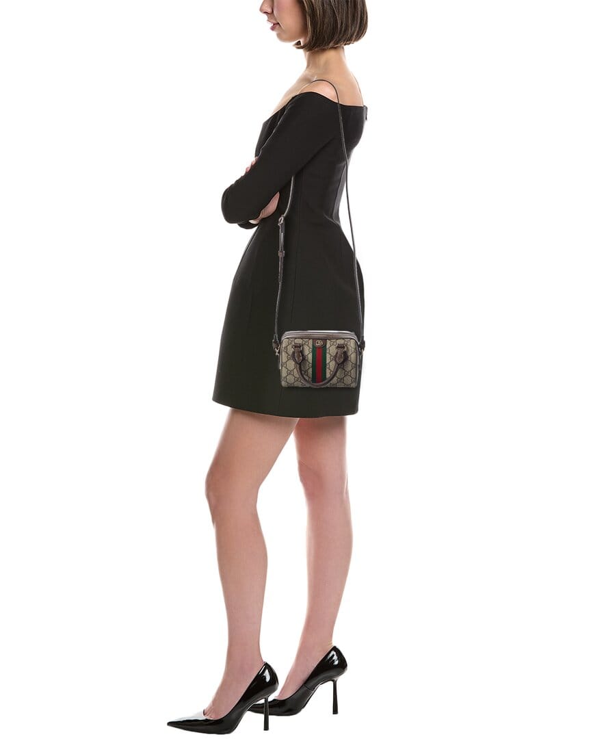 Gucci Ophidia Mini Gg Supreme Canvas & Leather Boston Bag
