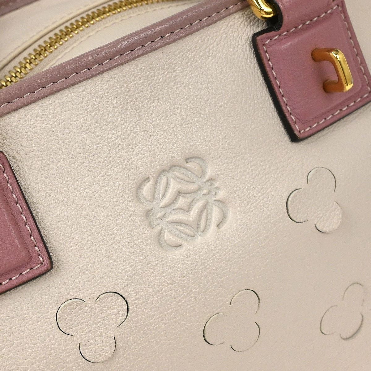 Loewe Ivory Perforated Leather Amazona 28 Handbag