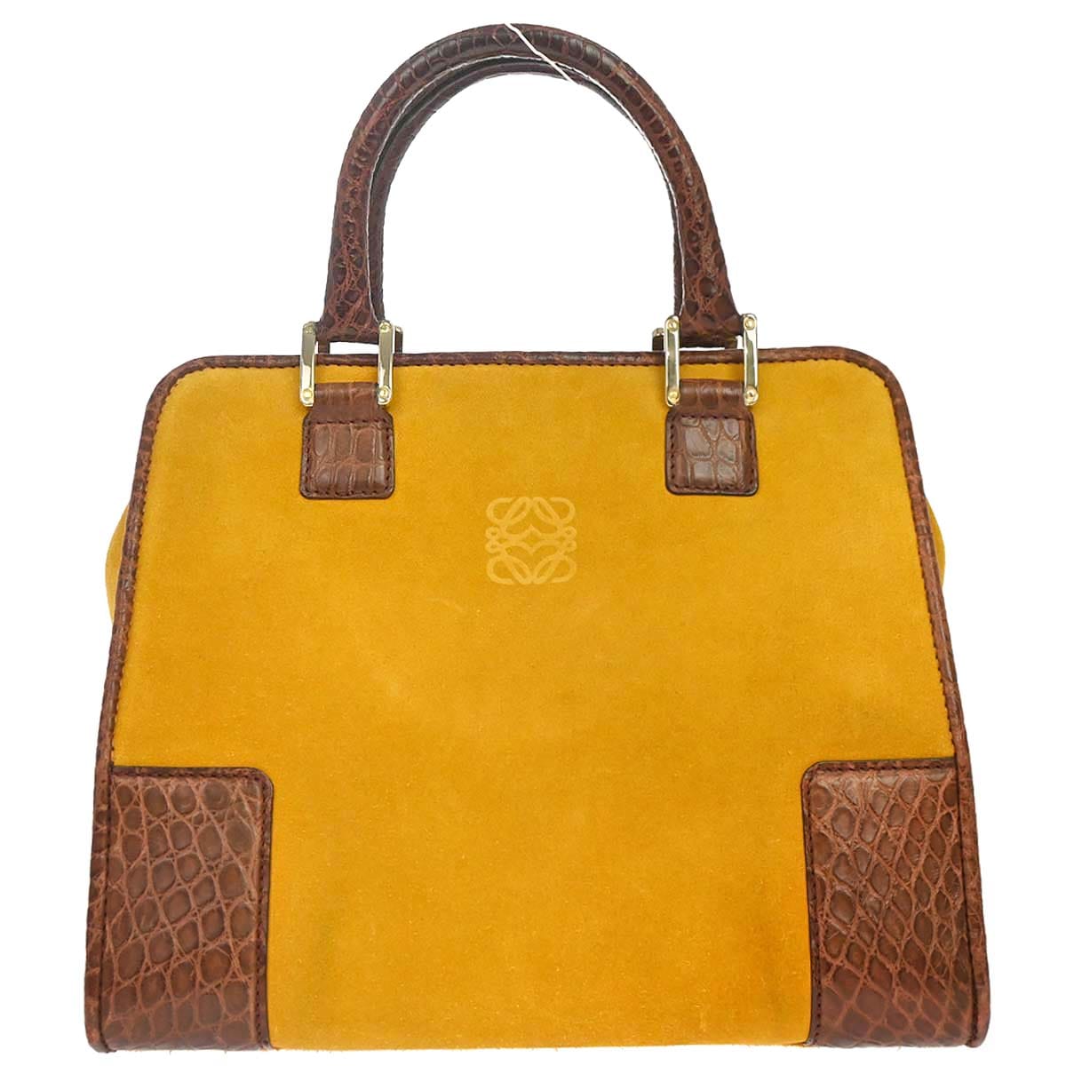 Loewe * Crocodile Brown Suede Amazona 28 Handbag