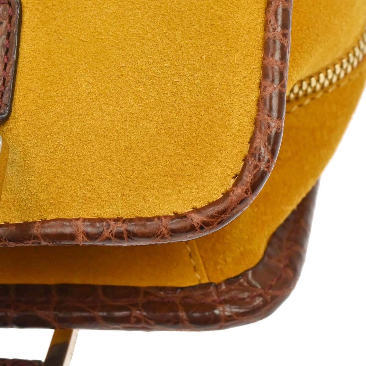 Loewe * Crocodile Brown Suede Amazona 28 Handbag