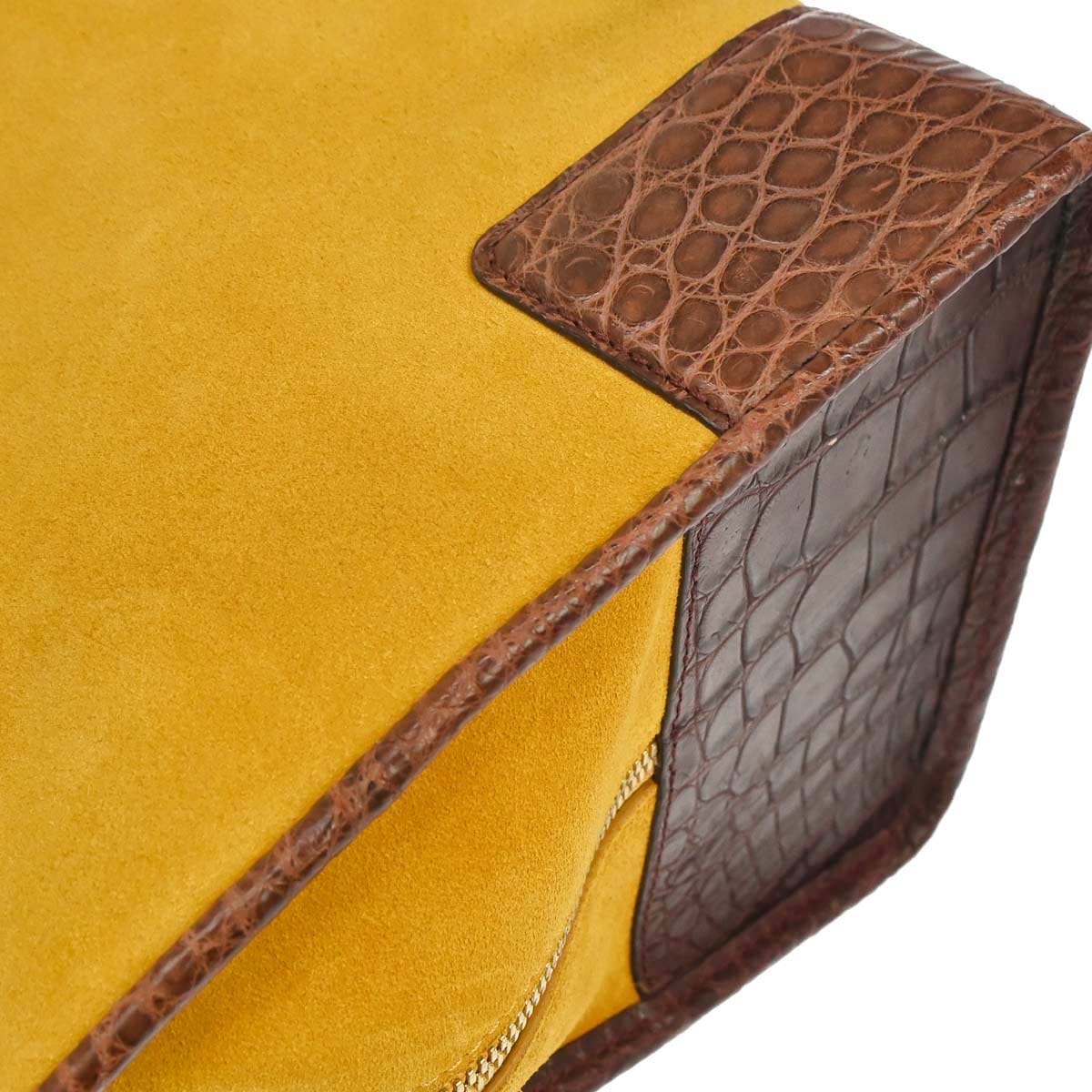 Loewe * Crocodile Brown Suede Amazona 28 Handbag