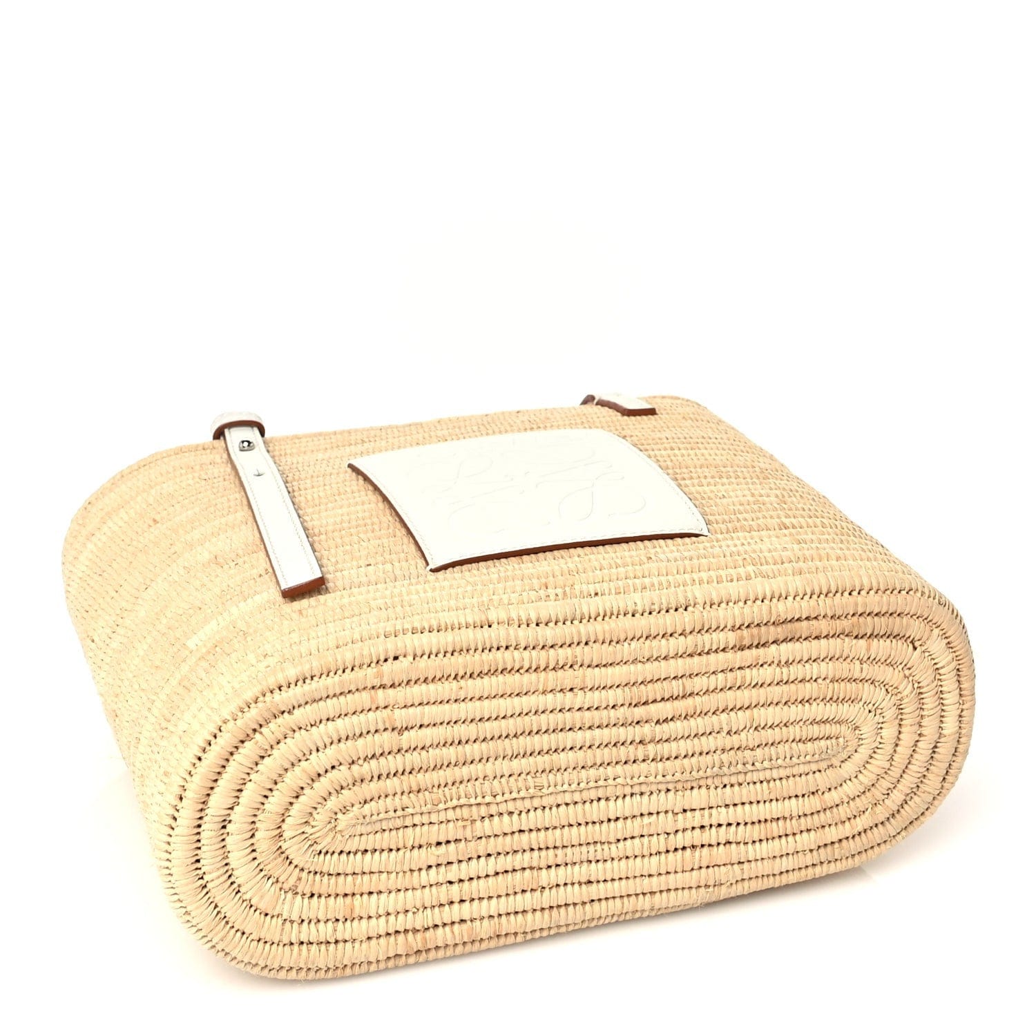 Loewe Raffia Square Small Basket Tote Bag Natural White