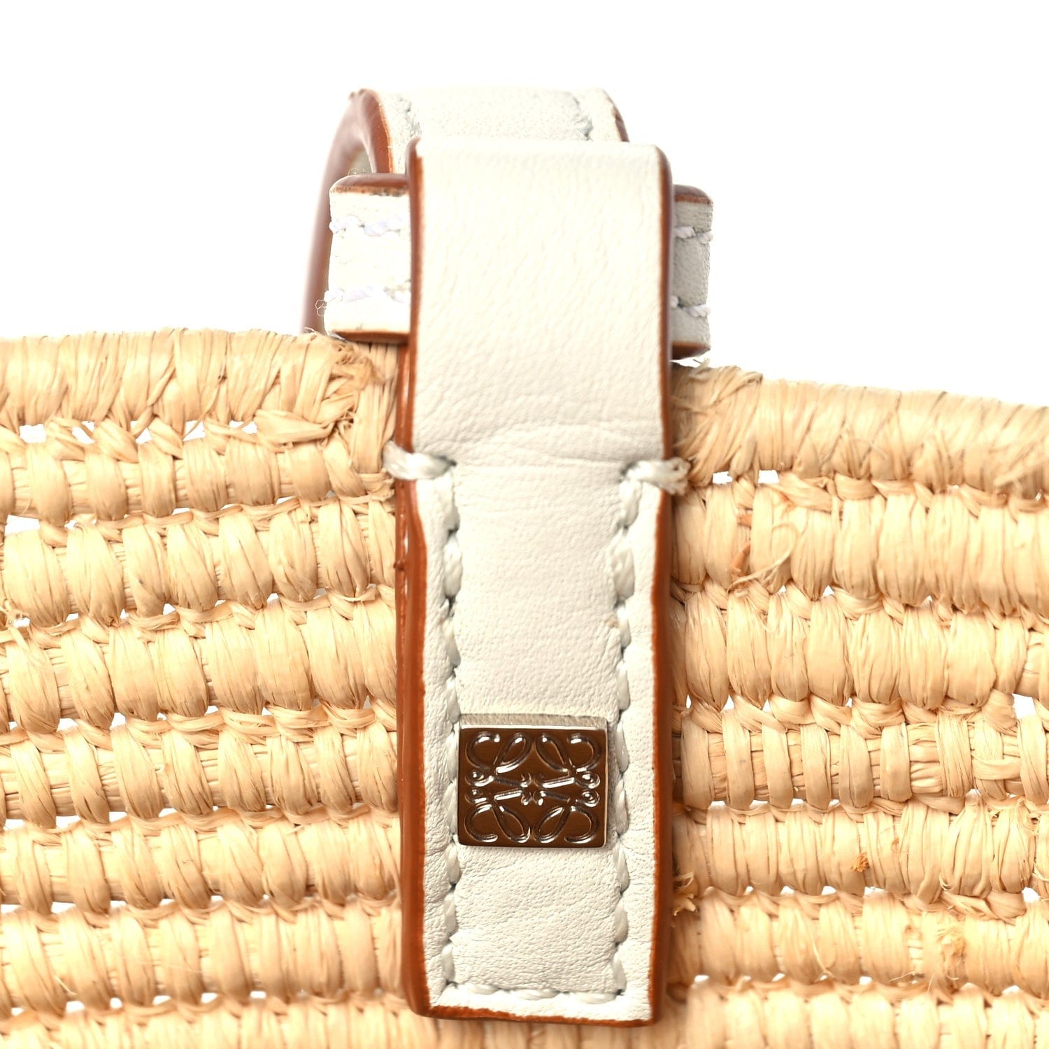Loewe Raffia Square Small Basket Tote Bag Natural White