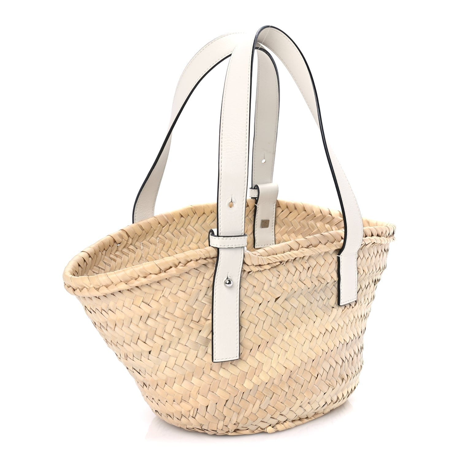 Loewe Raffia Small Basket Tote Bag Natural White Natural White