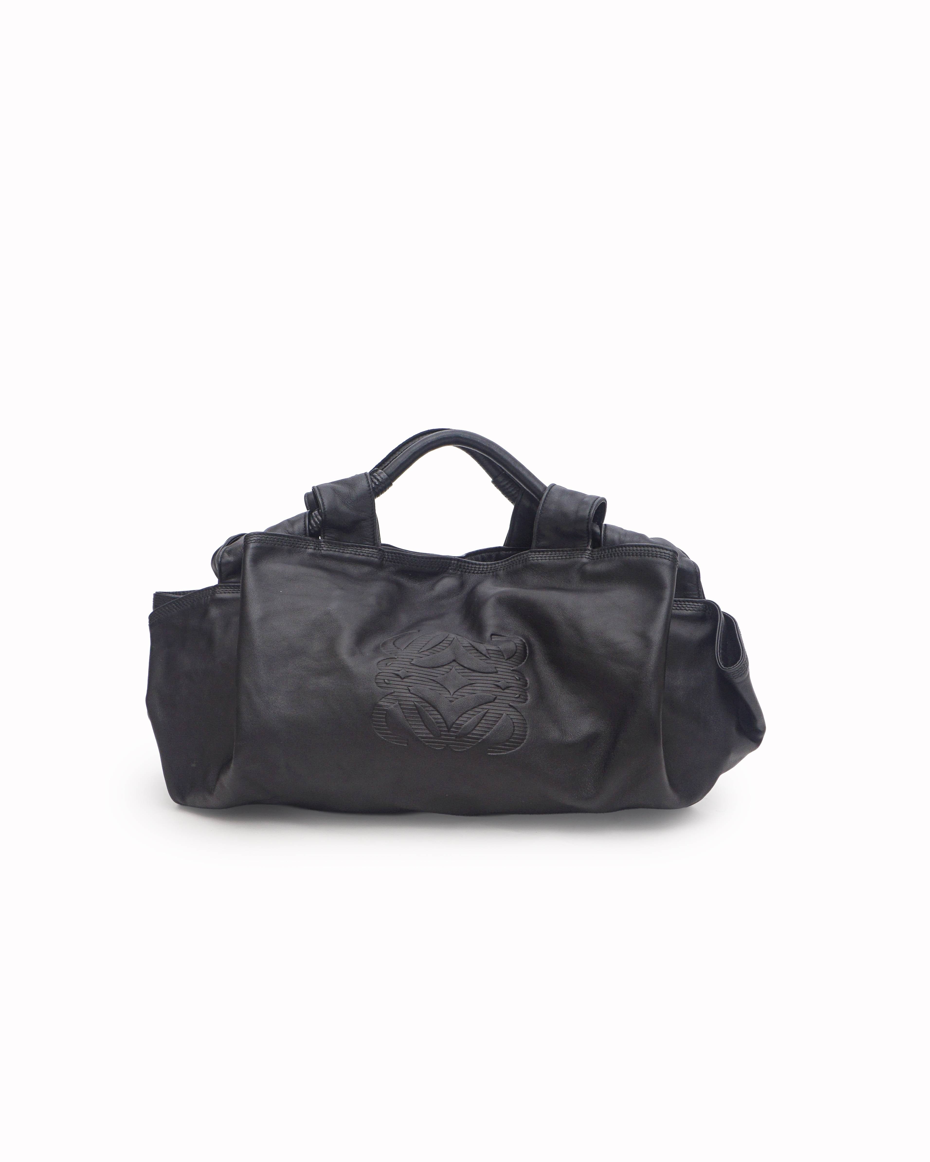 Loewe Black Nappa Leather Embossed Anagram Shoulder Tote Bag