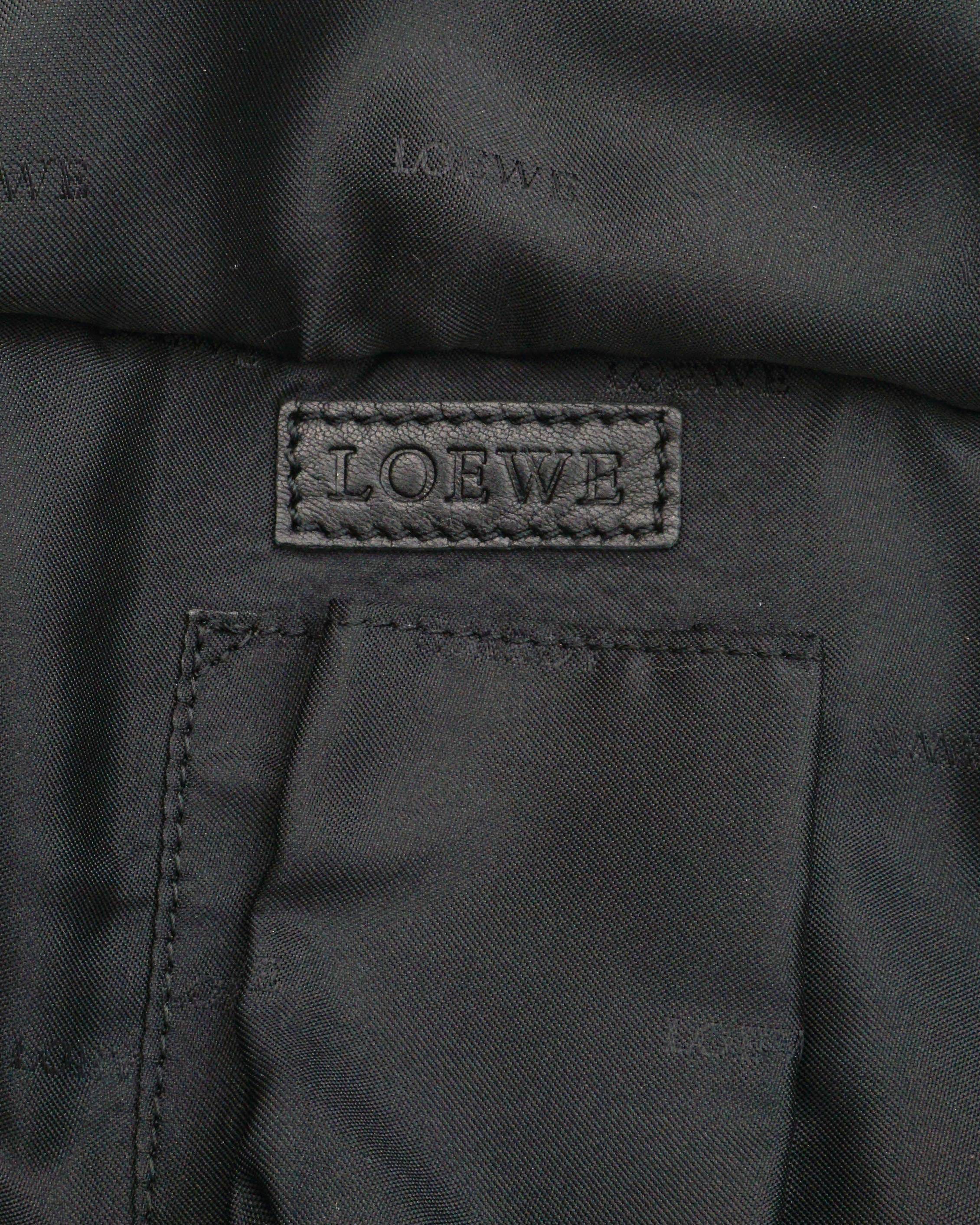 Loewe Black Nappa Leather Embossed Anagram Shoulder Tote Bag