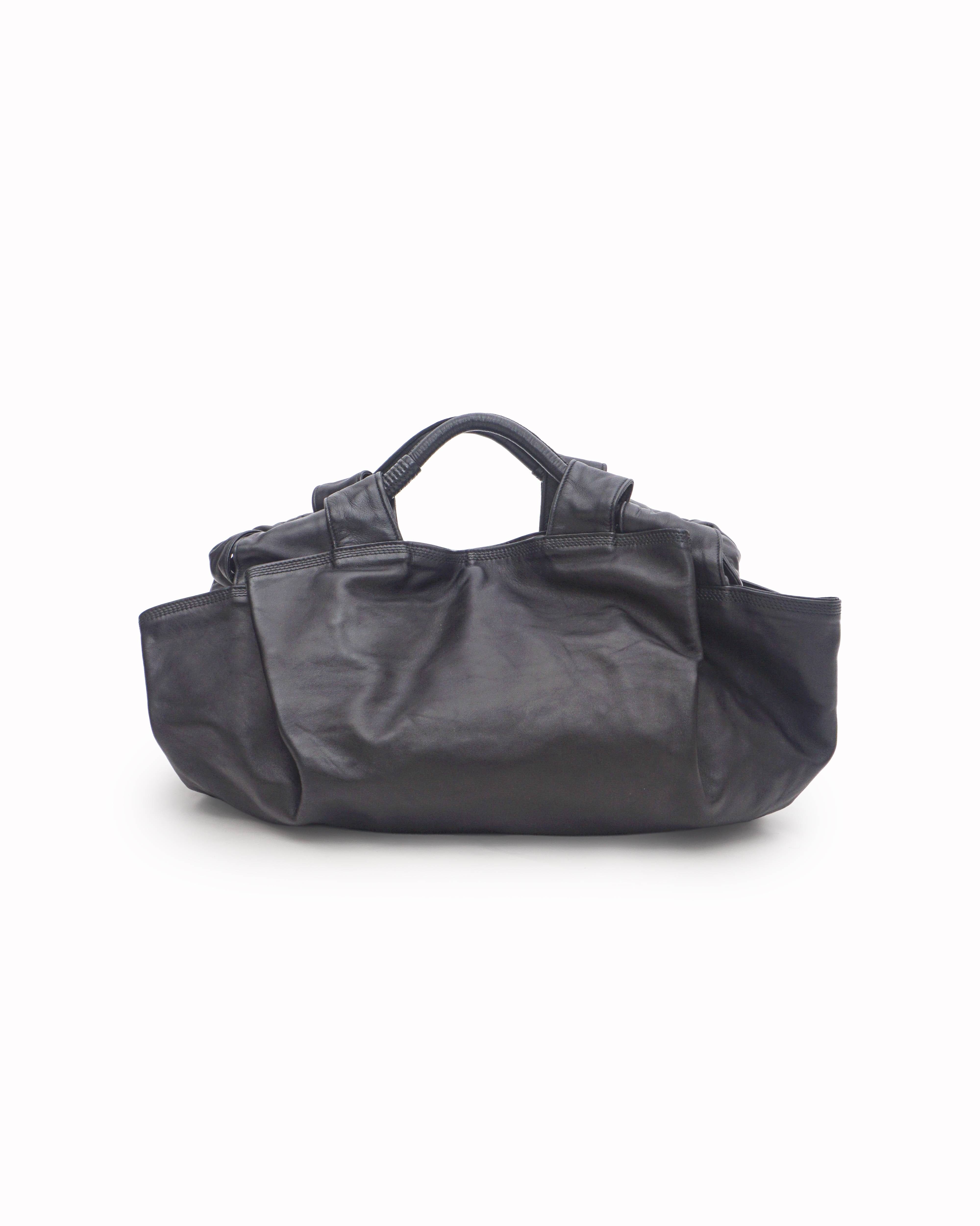 Loewe Black Nappa Leather Embossed Anagram Shoulder Tote Bag