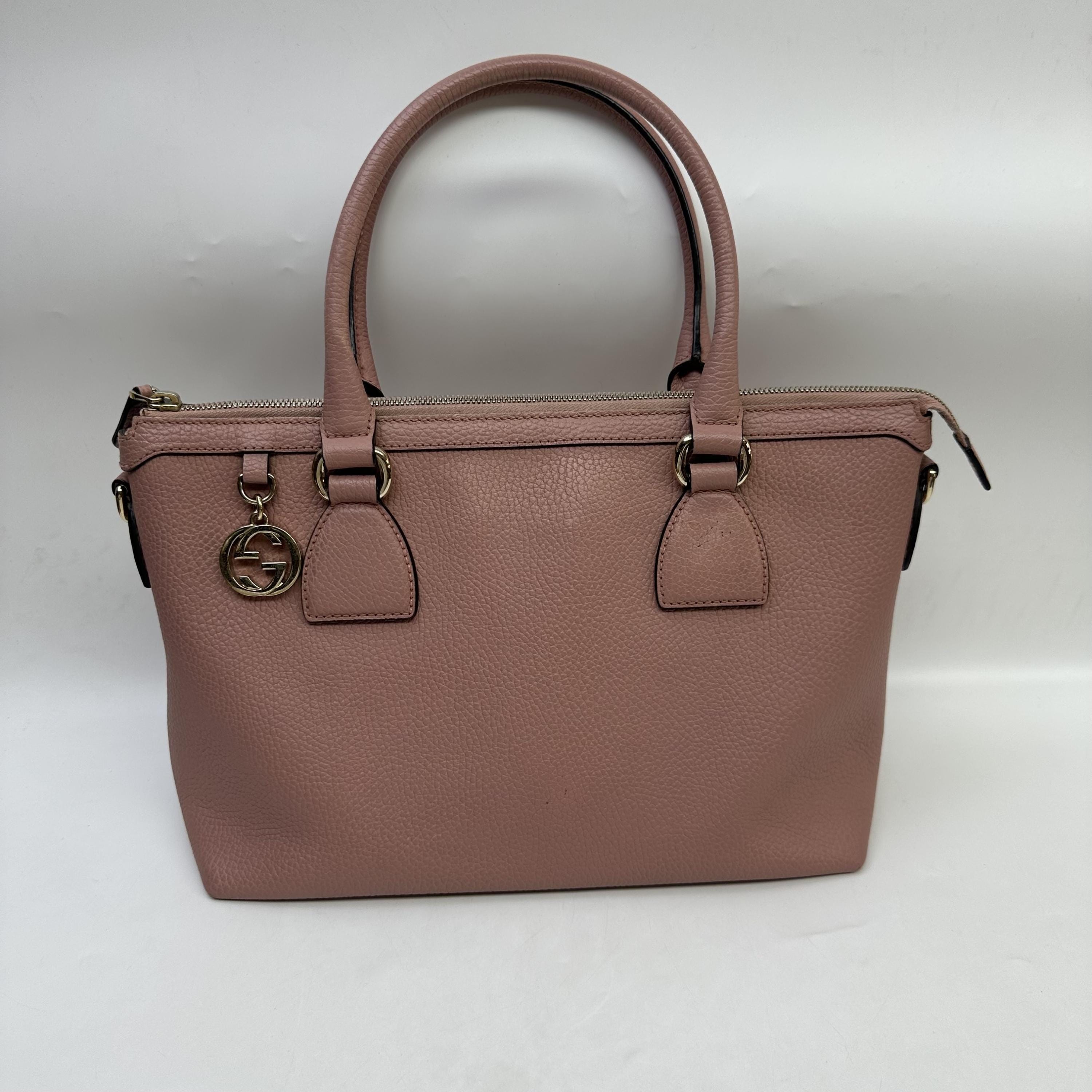 Gucci Pink Leather Dollar GG Charm Satchel C351482