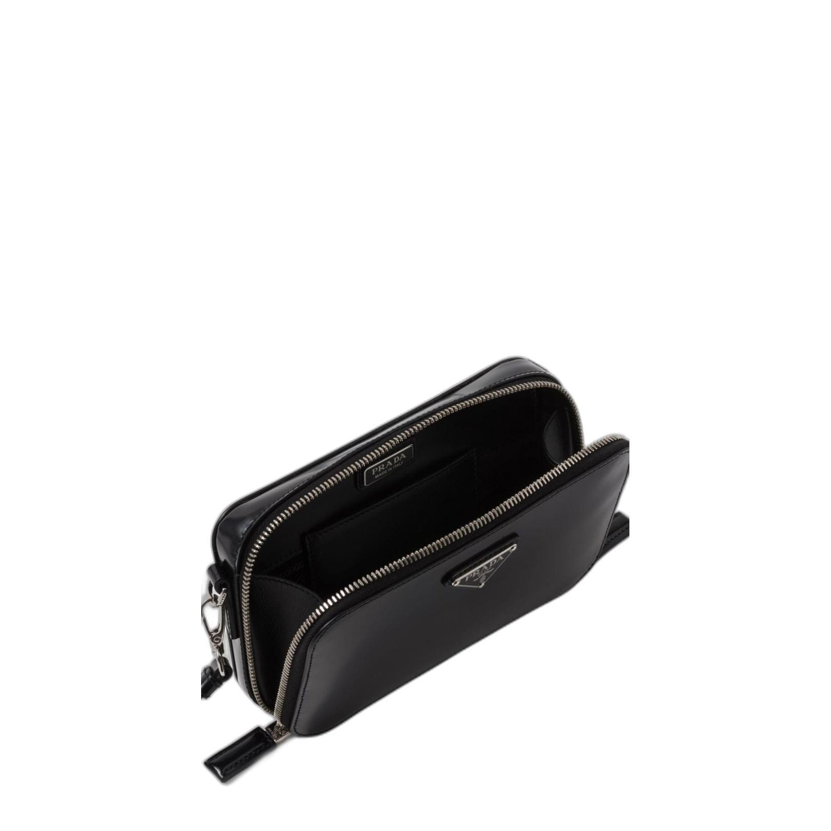 Prada Brique Small Brushed Leather Crossbody - Nero