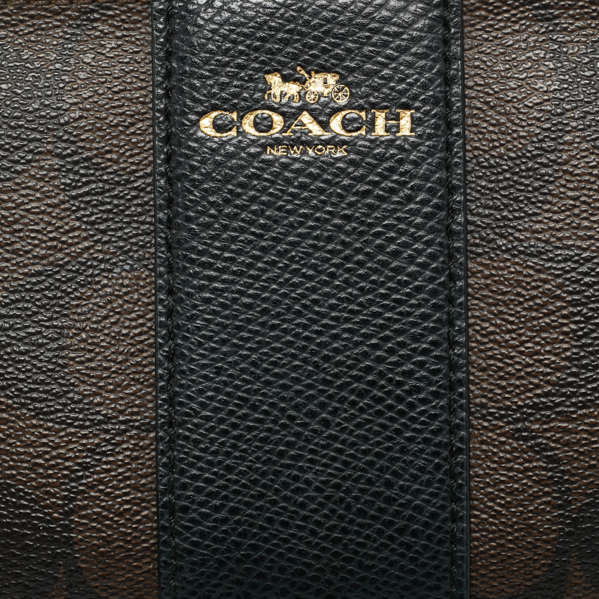 Coach Brown/black Signature Coated Canvas And Leather Corner Zip Wristlet