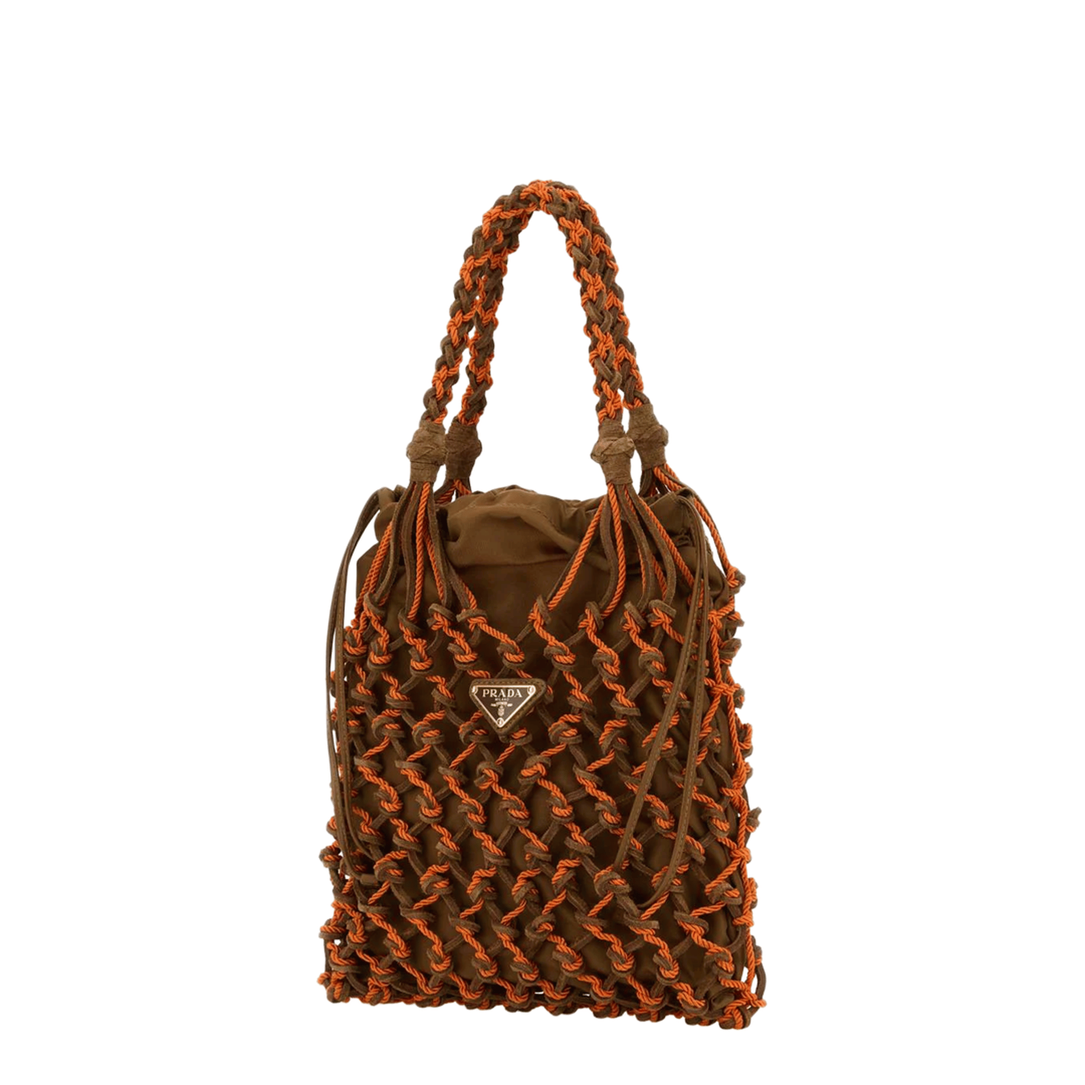 Prada Two - tone Mesh Handbag - Cocoa Brown