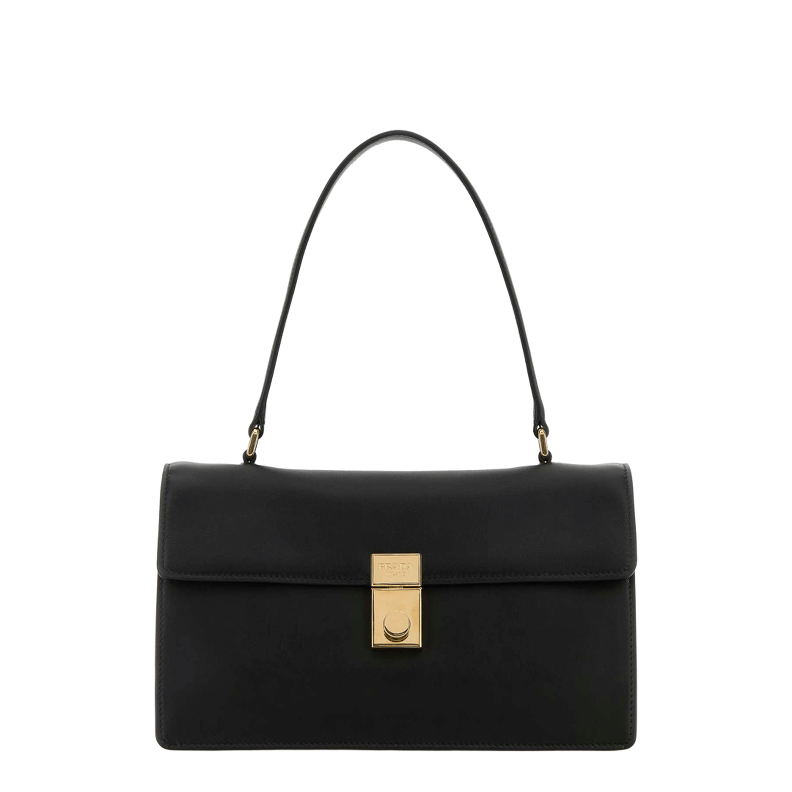 Prada Vitello Leather Handbag - Black