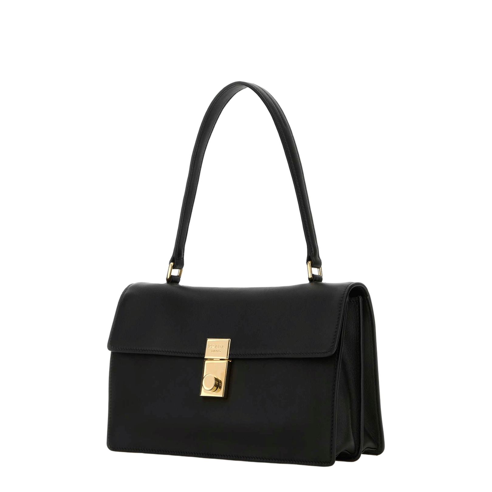 Prada Vitello Leather Handbag - Black