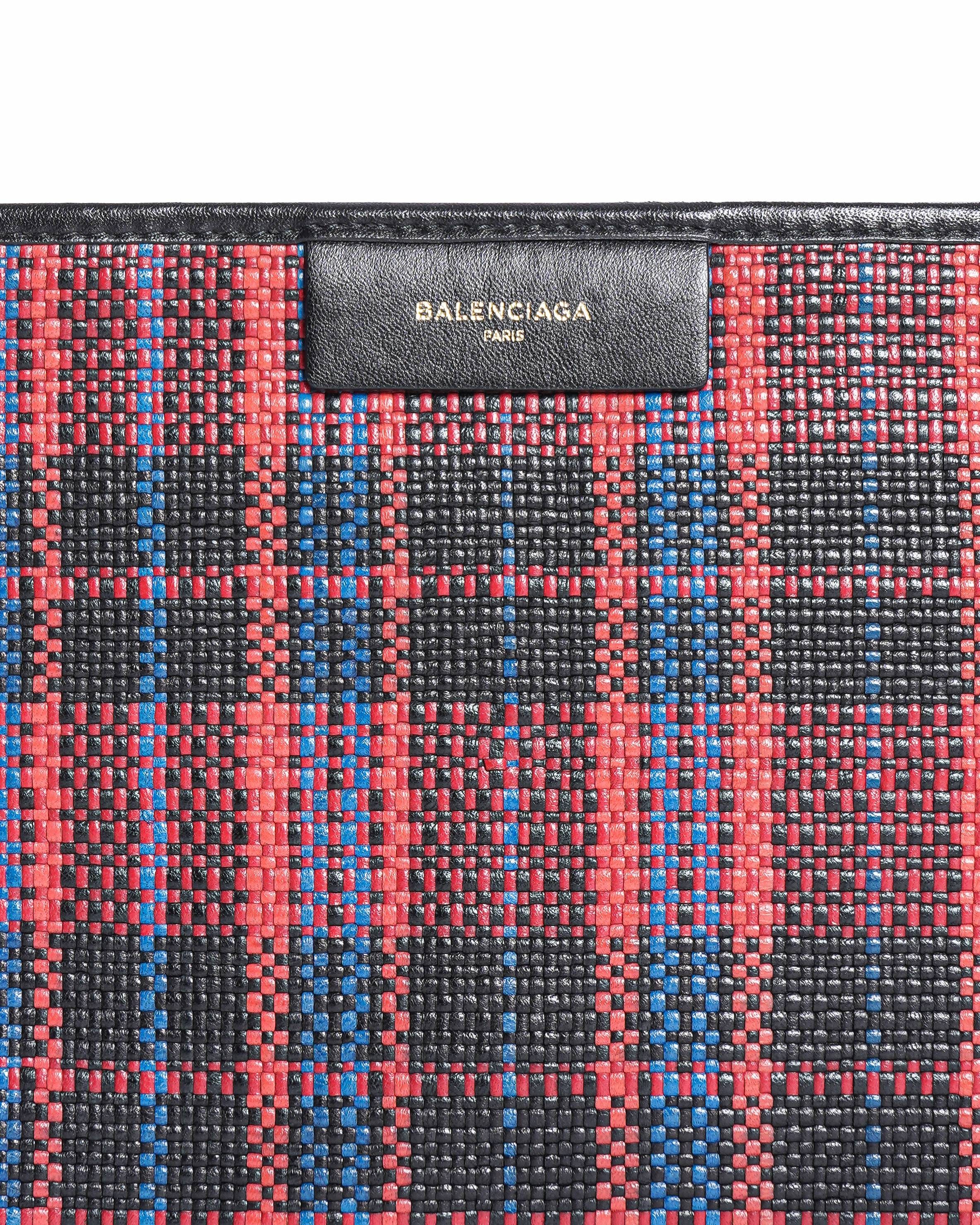 Balenciaga Bazar Tartan Woven Leather Pouch Clutch