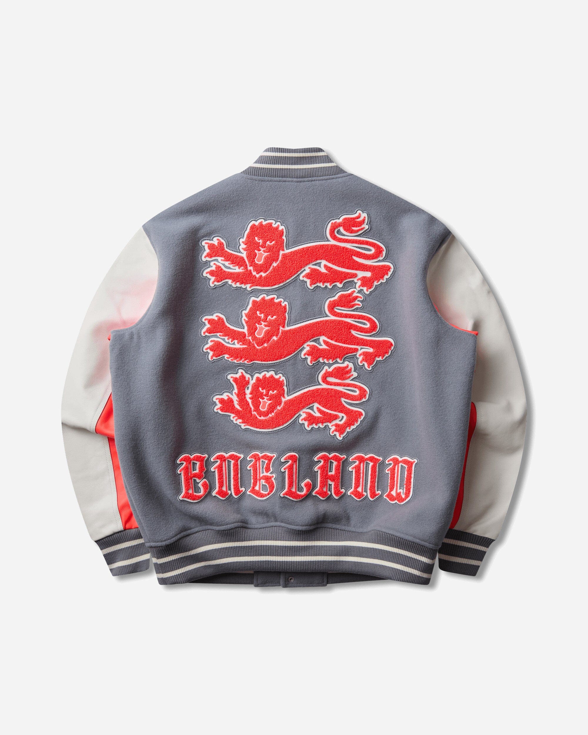 Nike England x Palace Varsity Jacket Cool Grey / White / Bright Crimson