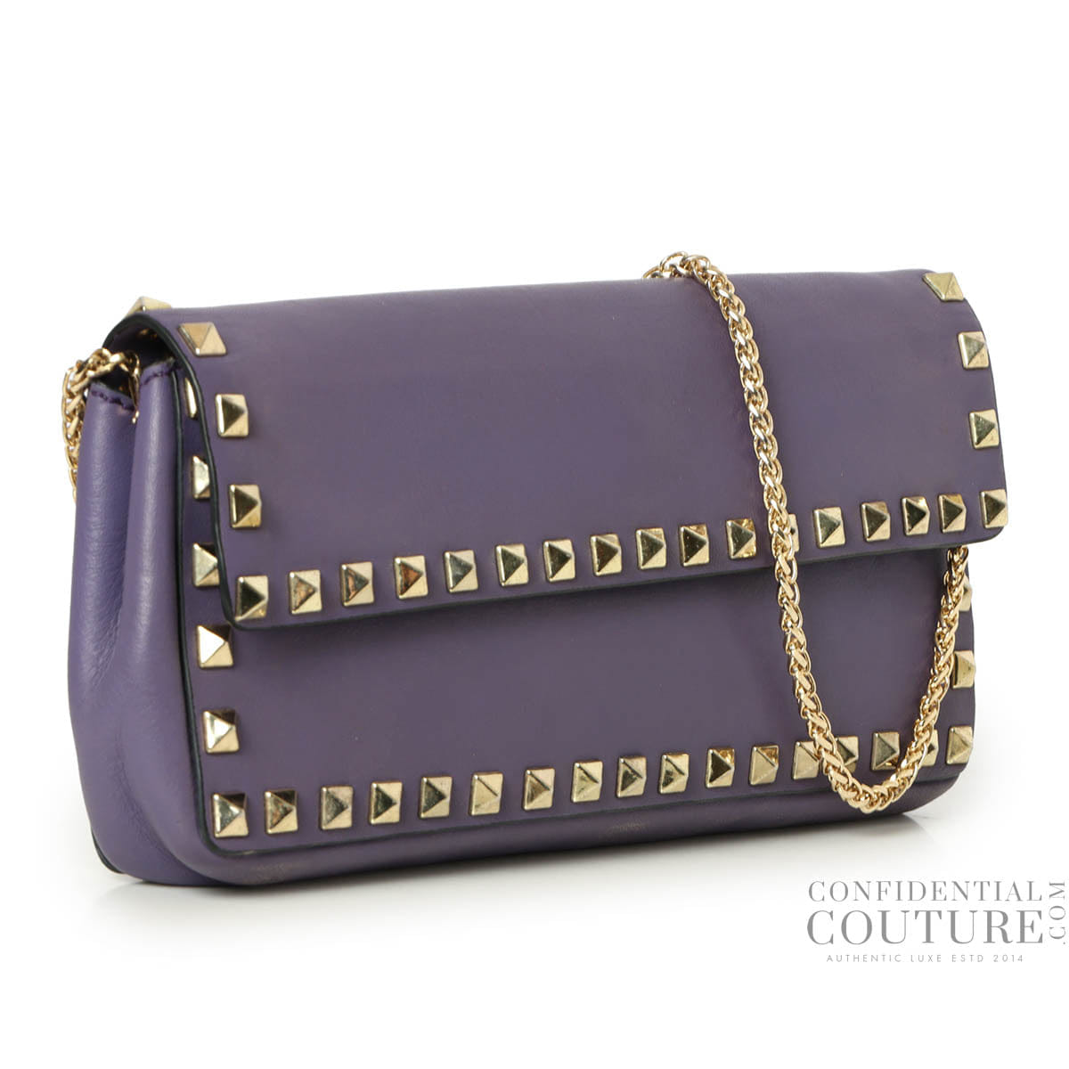 Valentino Garavani Purple Rockstud Wallet On Chain Bag