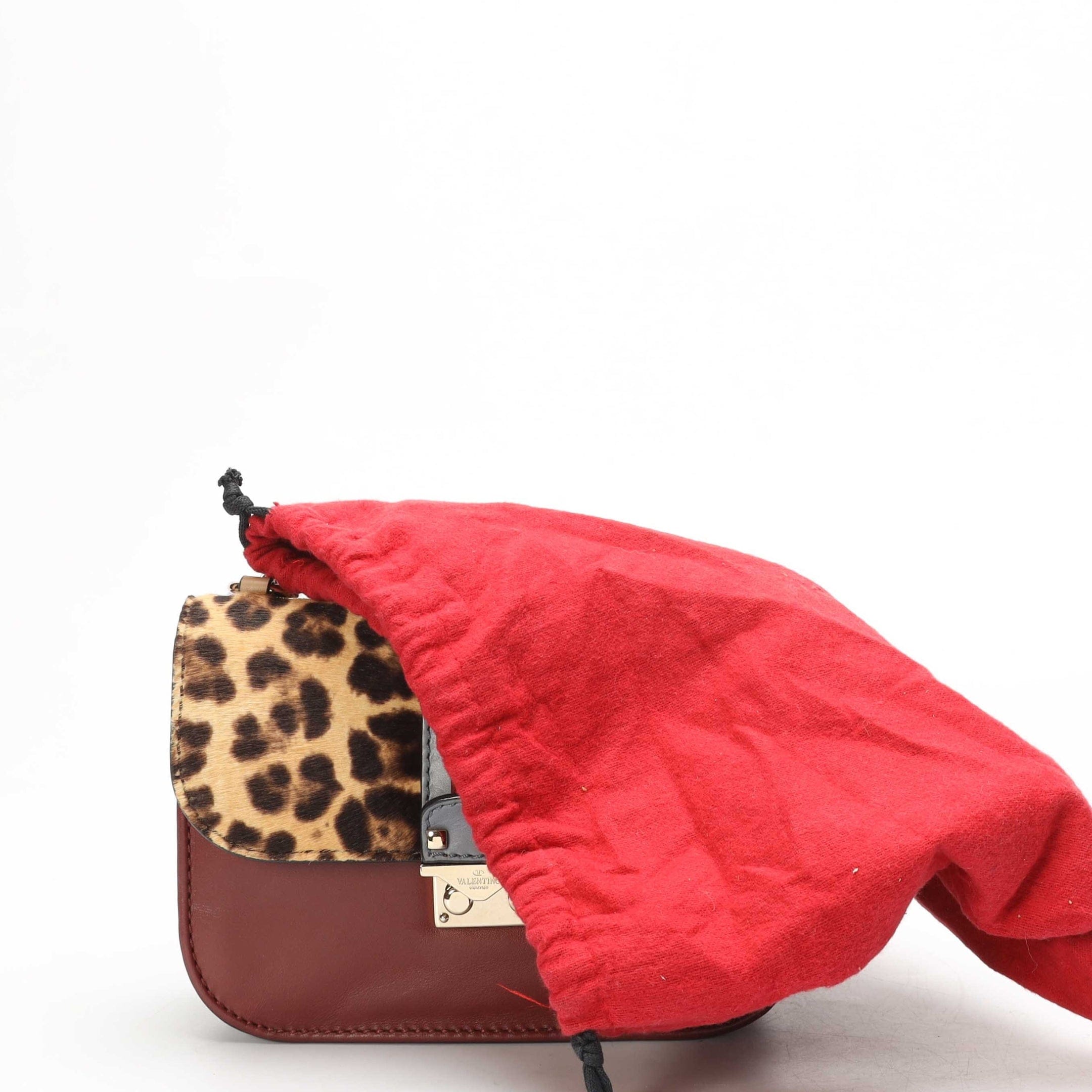 Valentino Leopard Print Rockstud Glam Lock Flap Bag