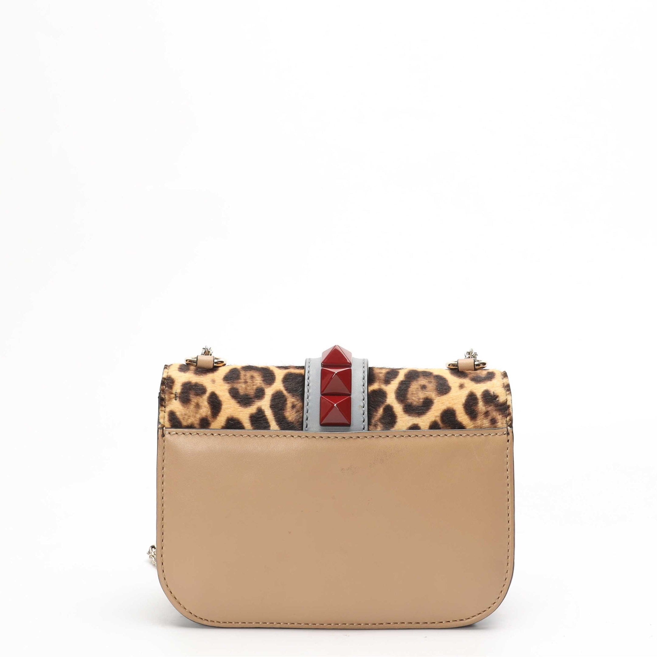 Valentino Leopard Print Rockstud Glam Lock Flap Bag