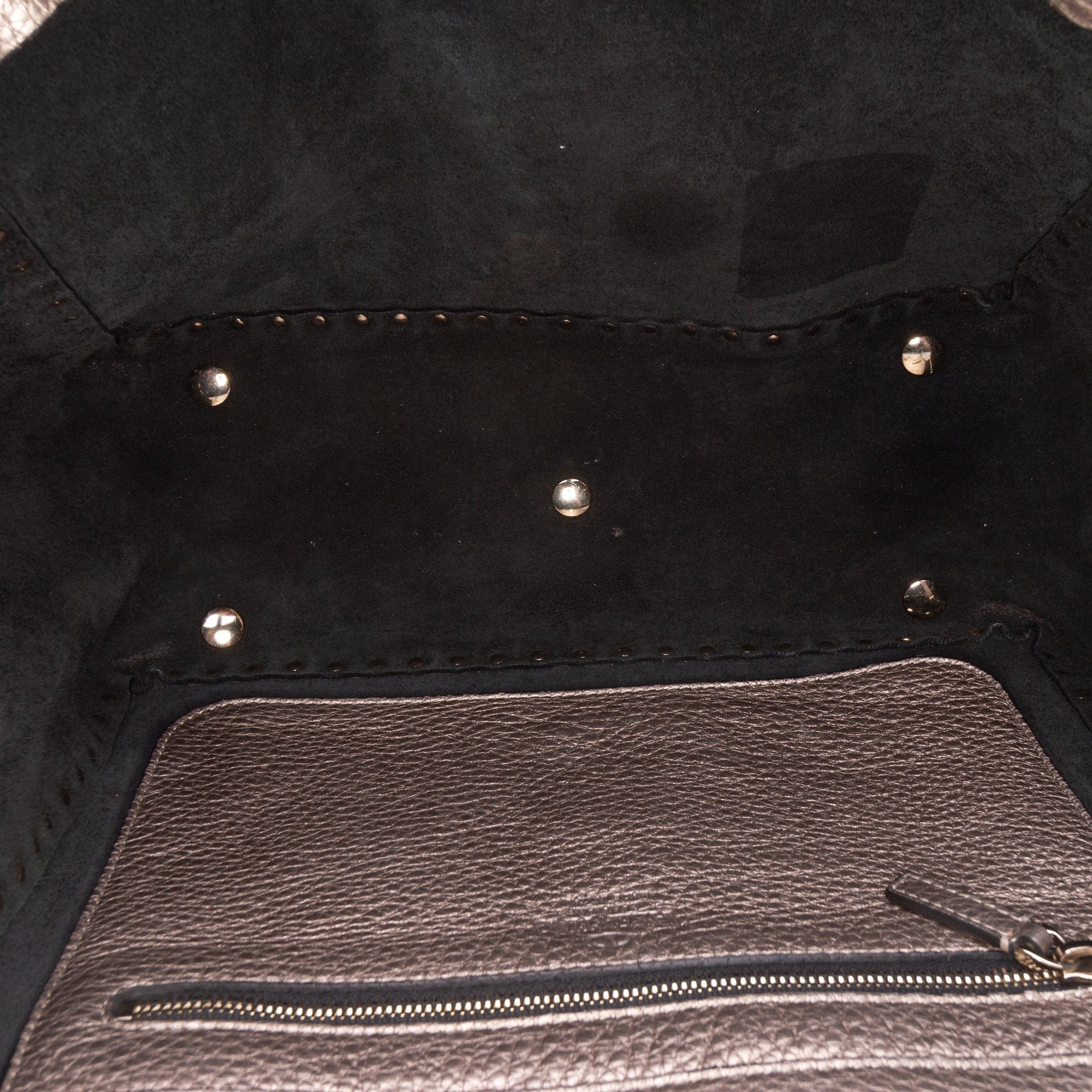 Valentino Medium Metallic Leather Rockstud Trapeze Satchel