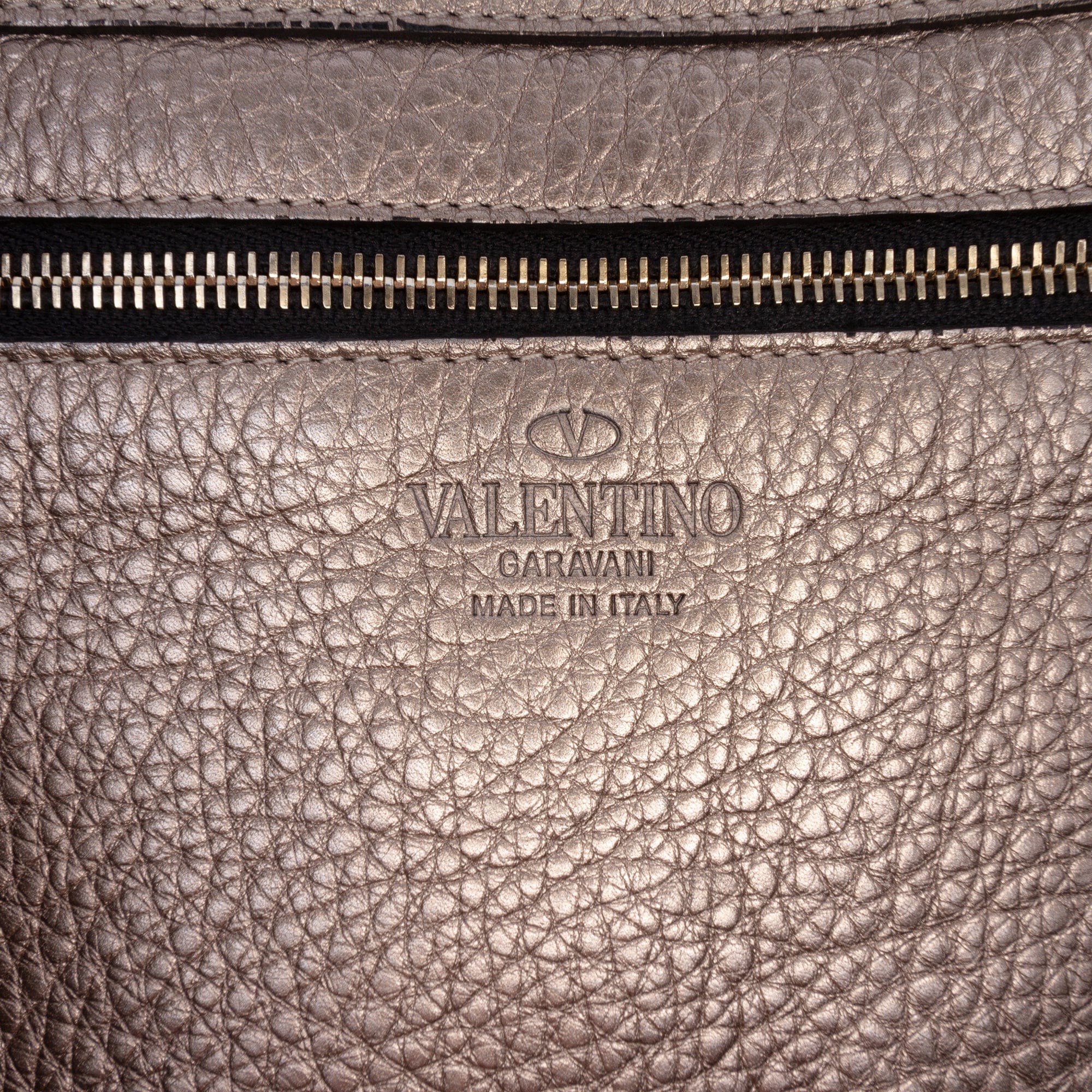 Valentino Medium Metallic Leather Rockstud Trapeze Satchel