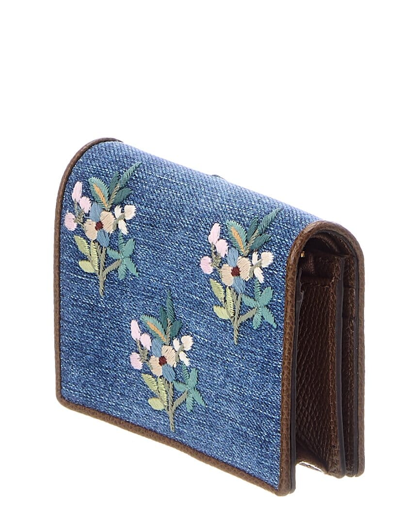 Valentino Vlogo Signature Denim Card Case