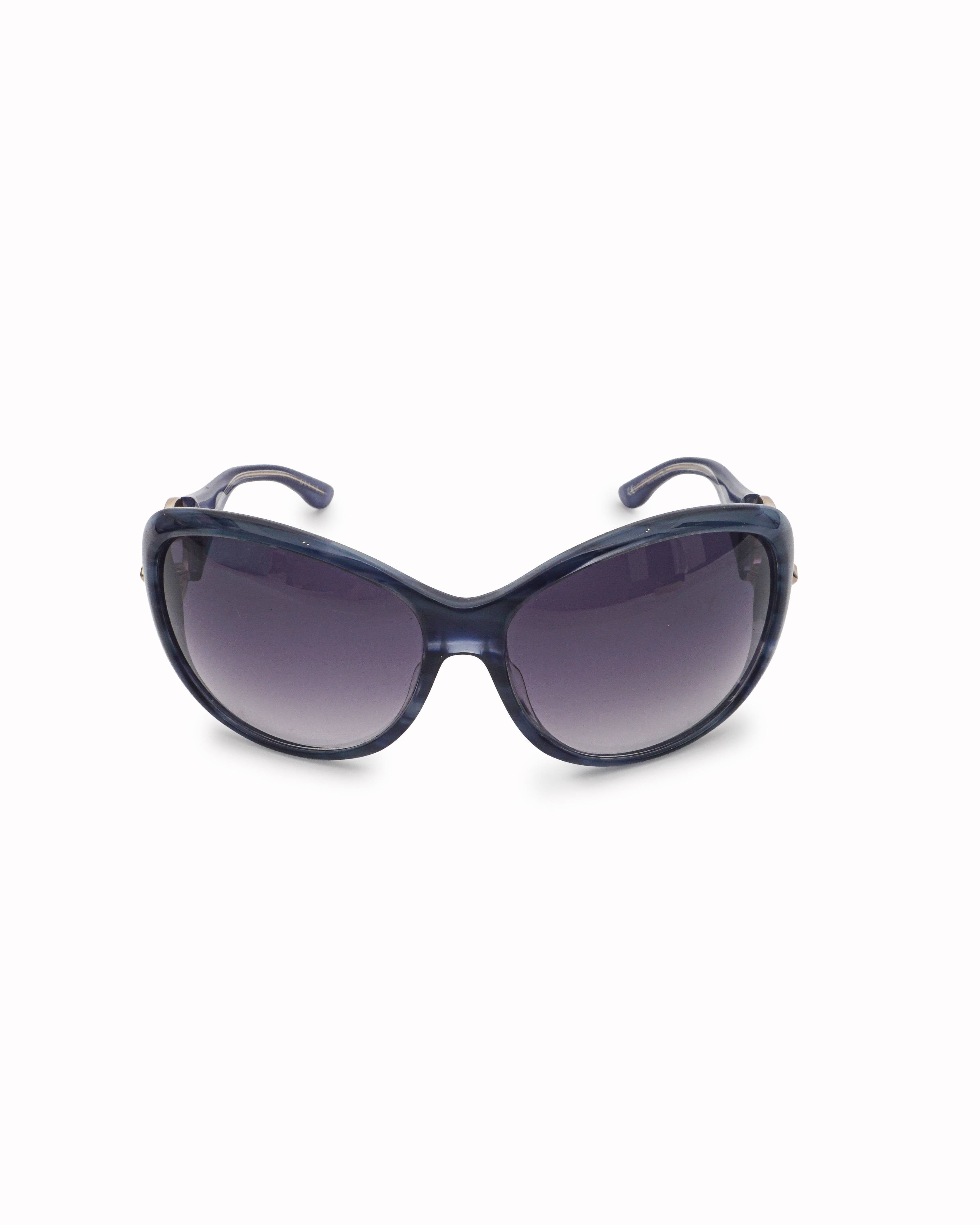 Gucci Blue Marbled Acetate Gold - Tone Ring Oversized Sunglasses