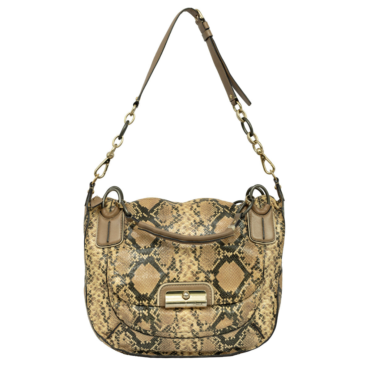 COACH KRITIN PYTHON EMBOSSED LEATHER HOBO BAG