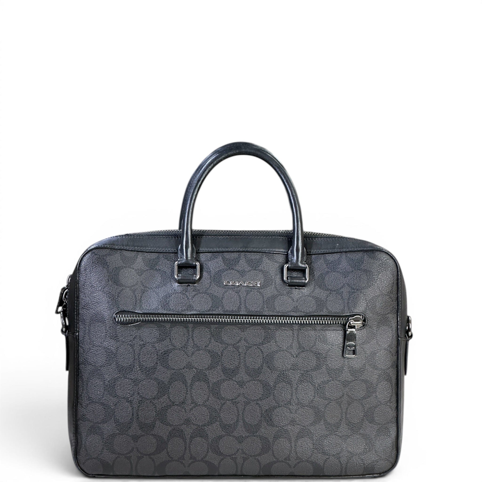 Coach Ethan Slim Brief Black Signature Leather
