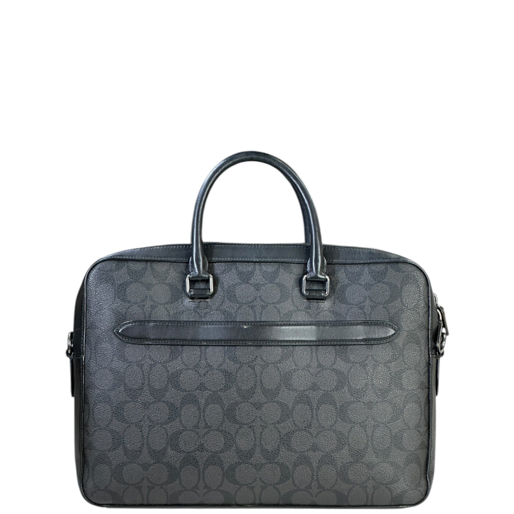 Coach Ethan Slim Brief Black Signature Leather
