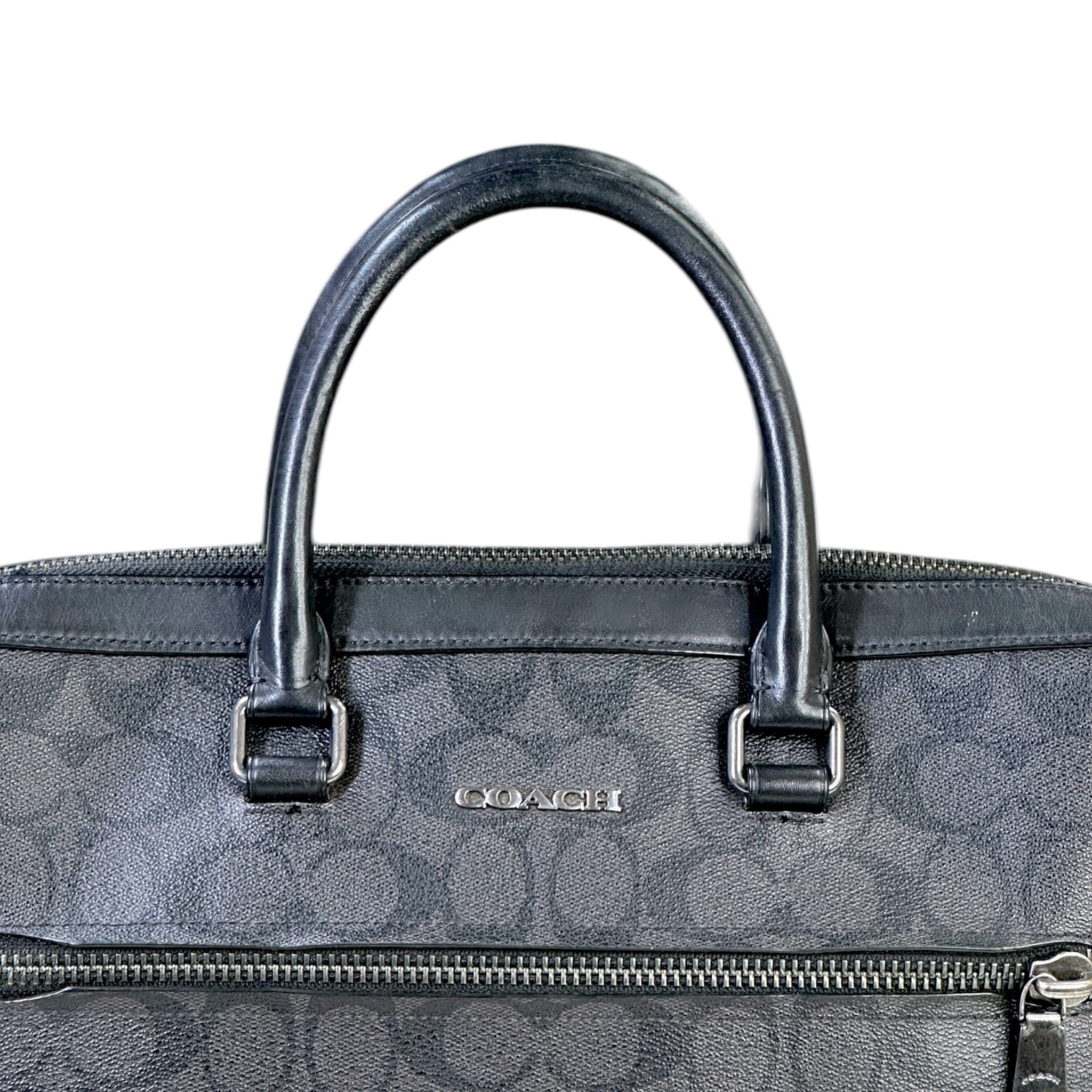 Coach Ethan Slim Brief Black Signature Leather
