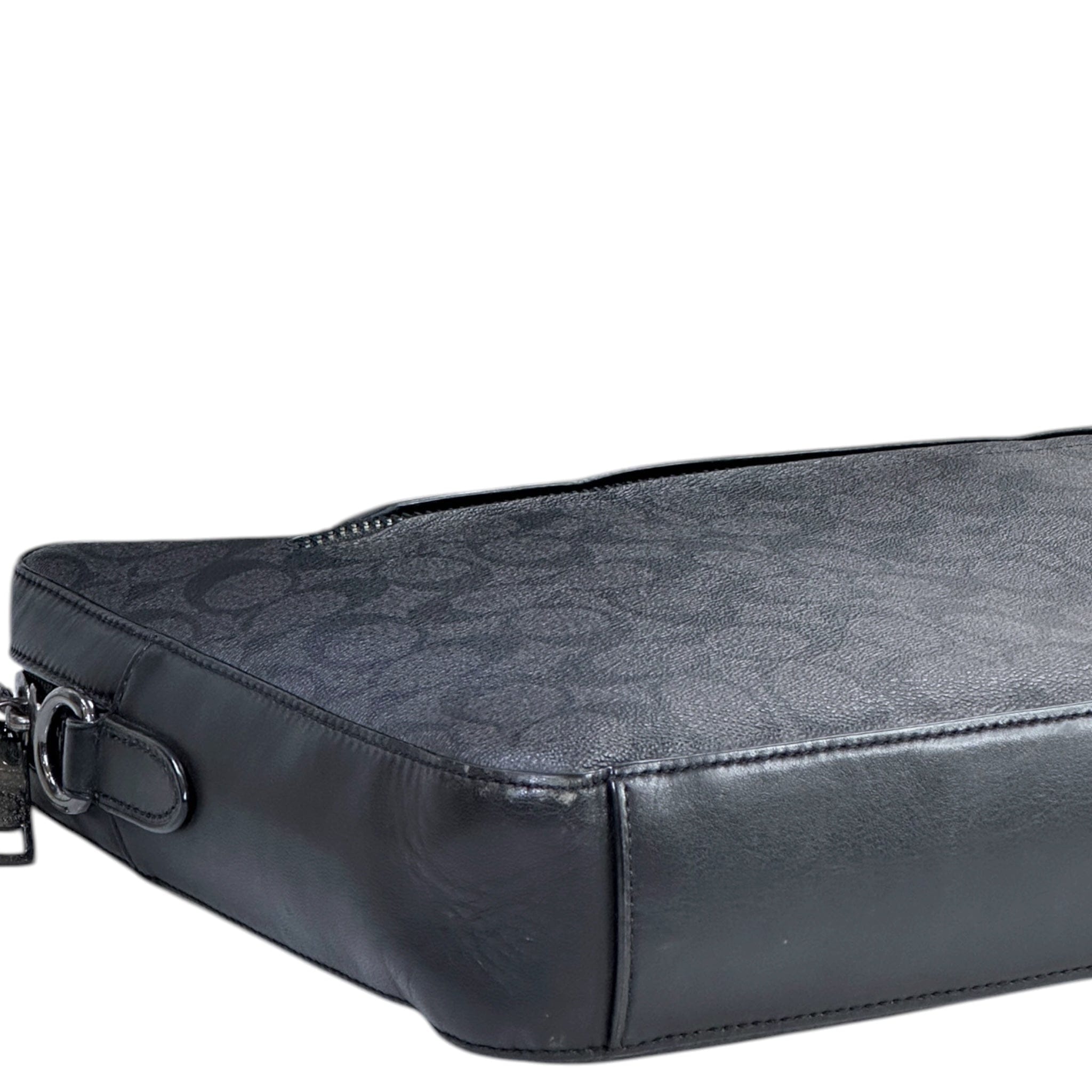 Coach Ethan Slim Brief Black Signature Leather