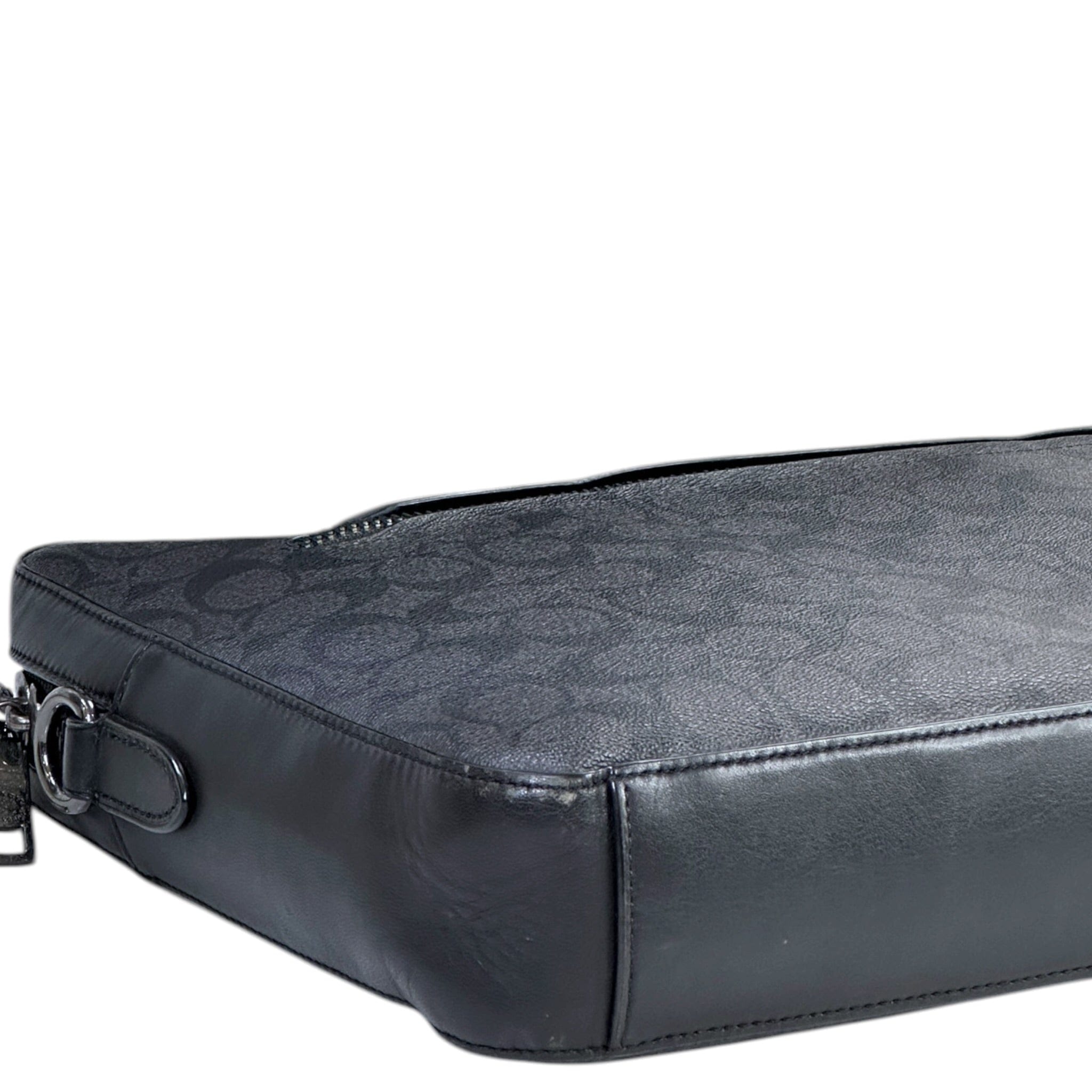 Coach Ethan Slim Brief Black Signature Leather