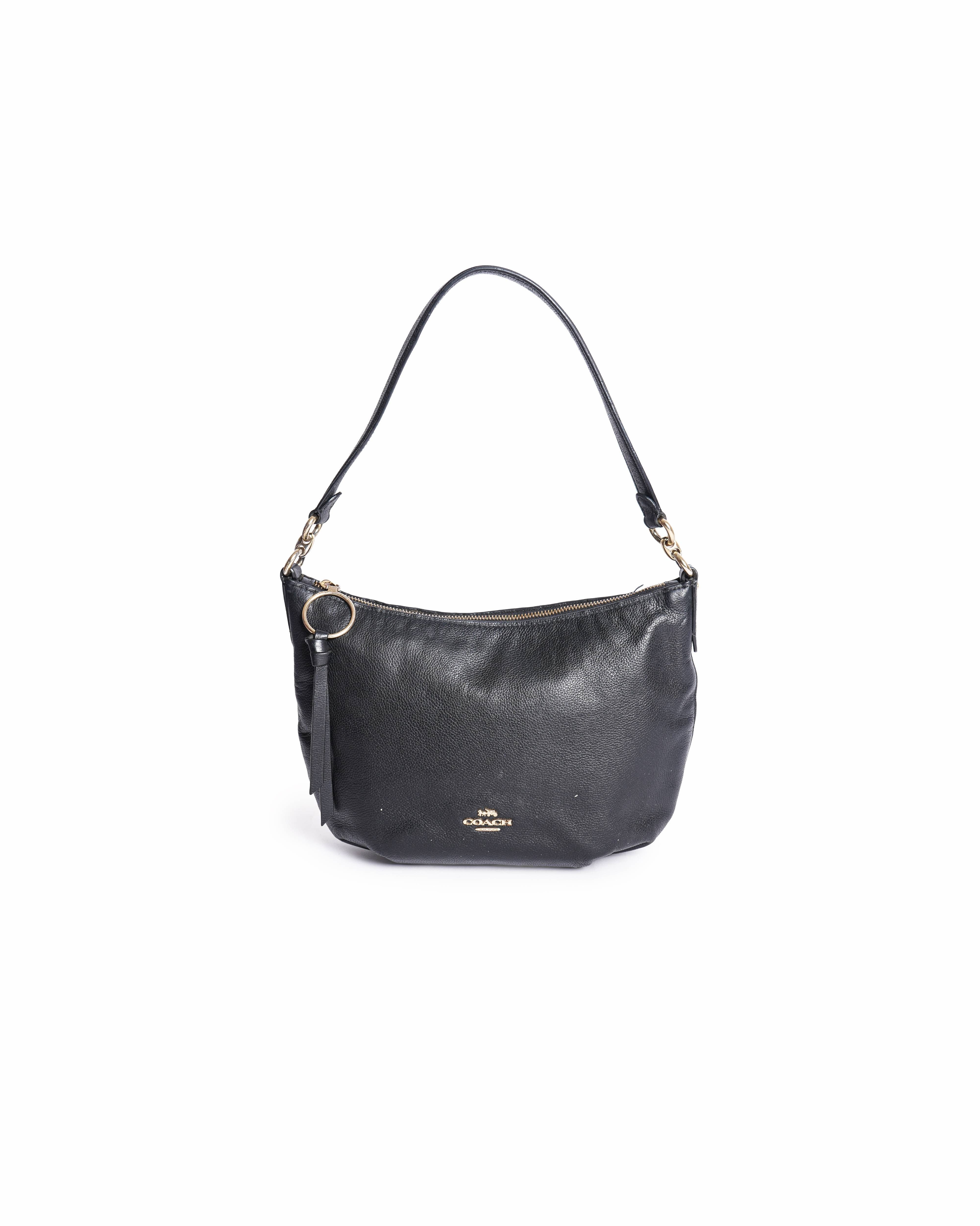 Coach Black East West Leather Hobo Bag