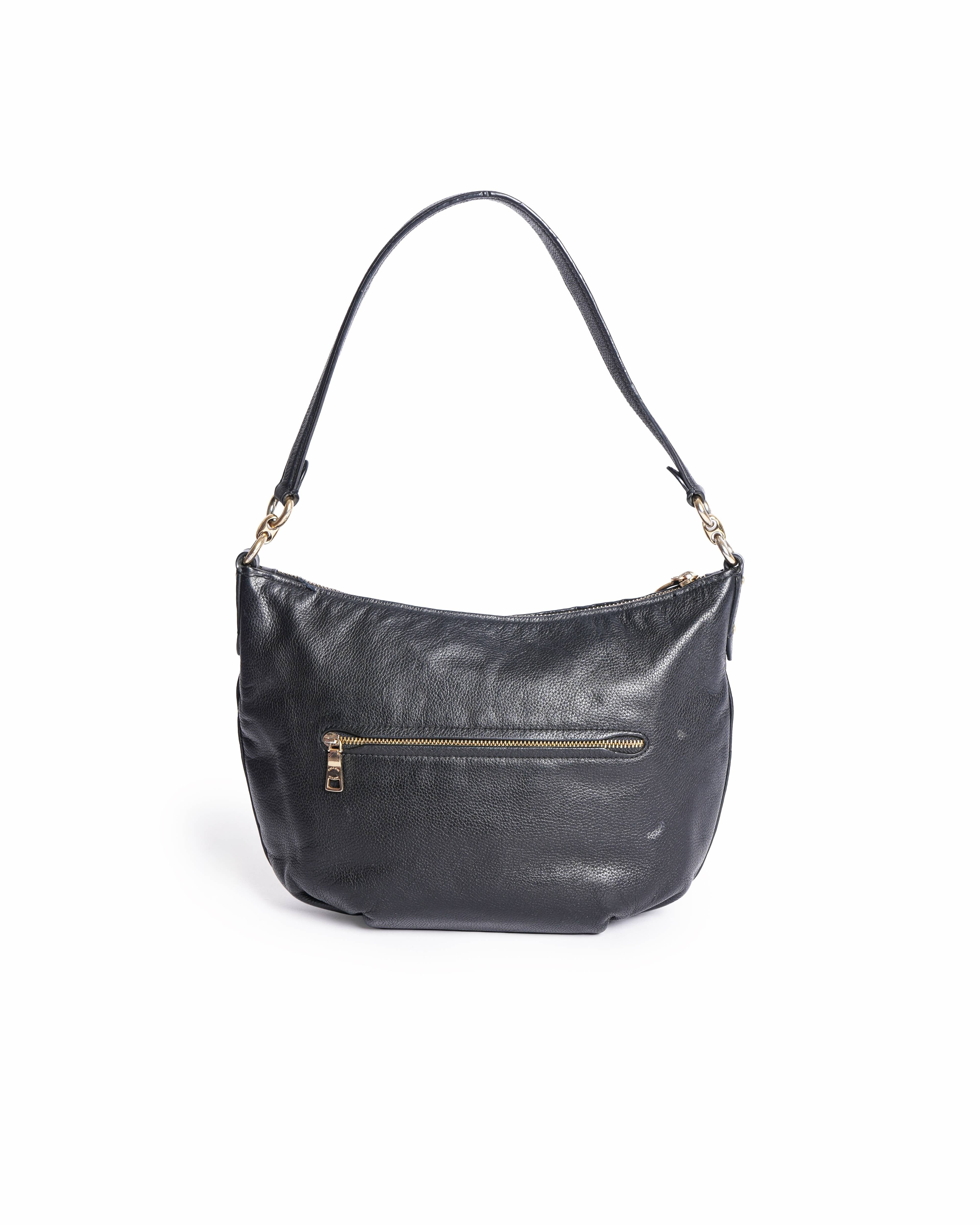 Coach Black East West Leather Hobo Bag