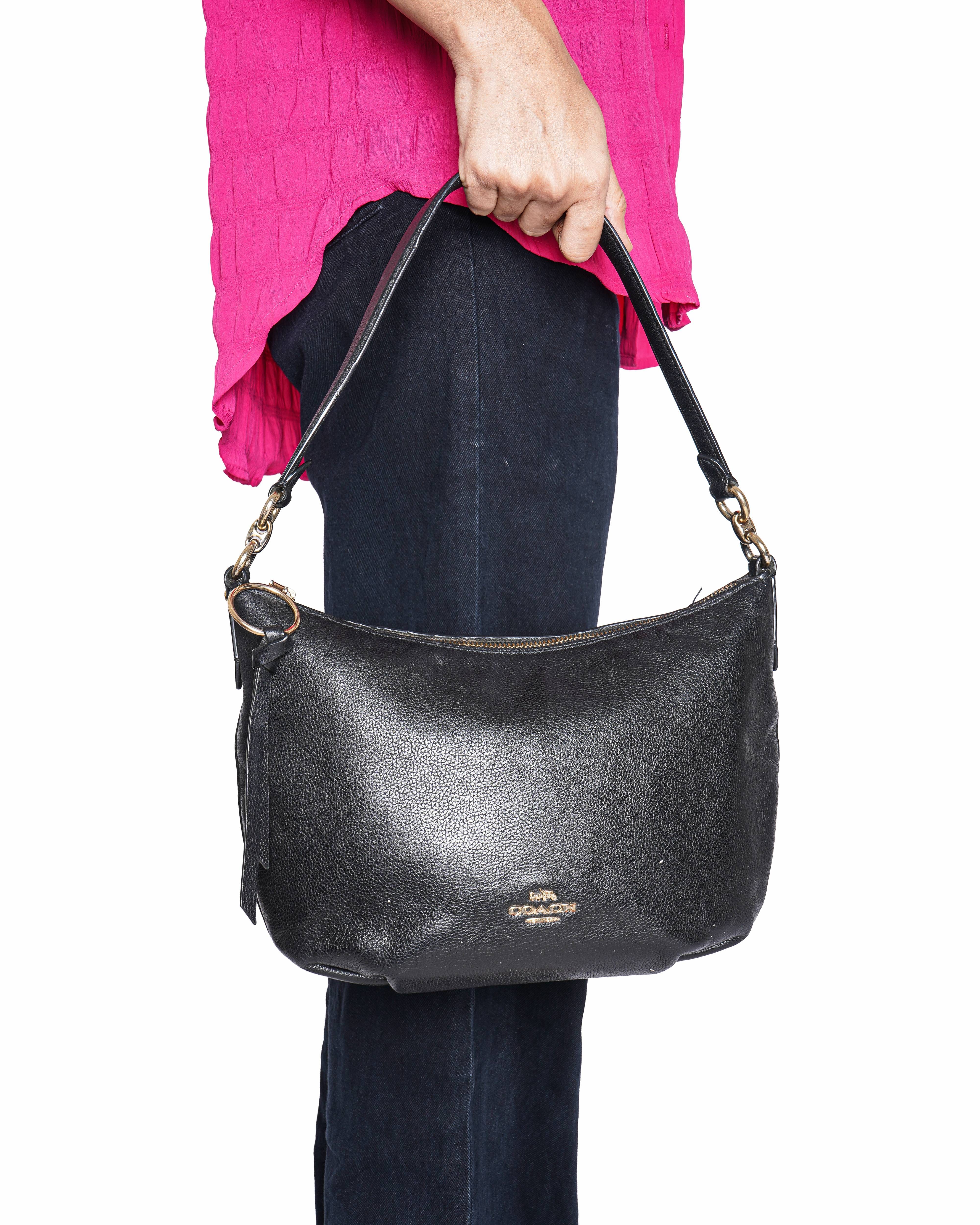 Coach Black East West Leather Hobo Bag