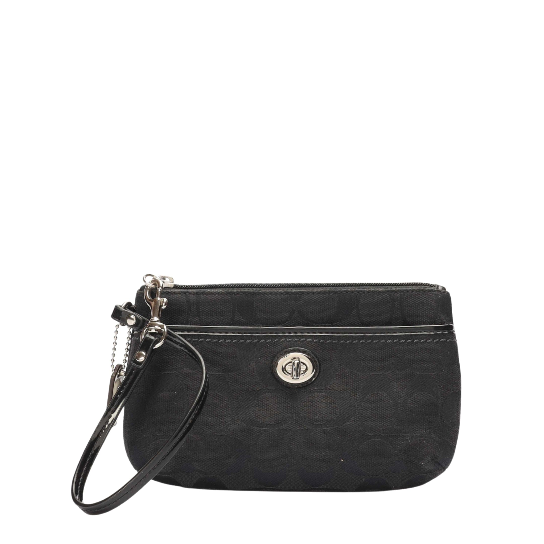 Coach Black Signature Turnlock Wristlet
