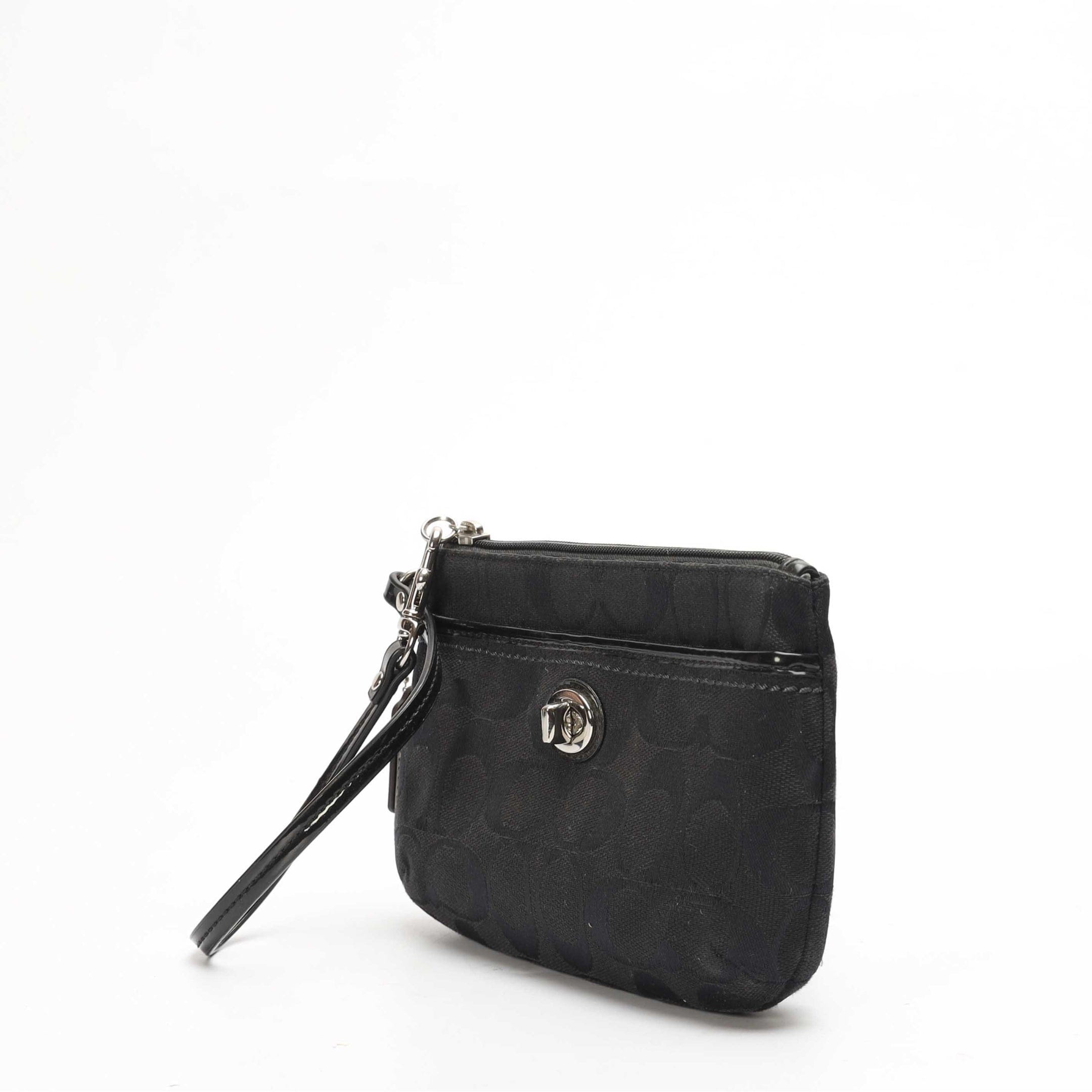 Coach Black Signature Turnlock Wristlet