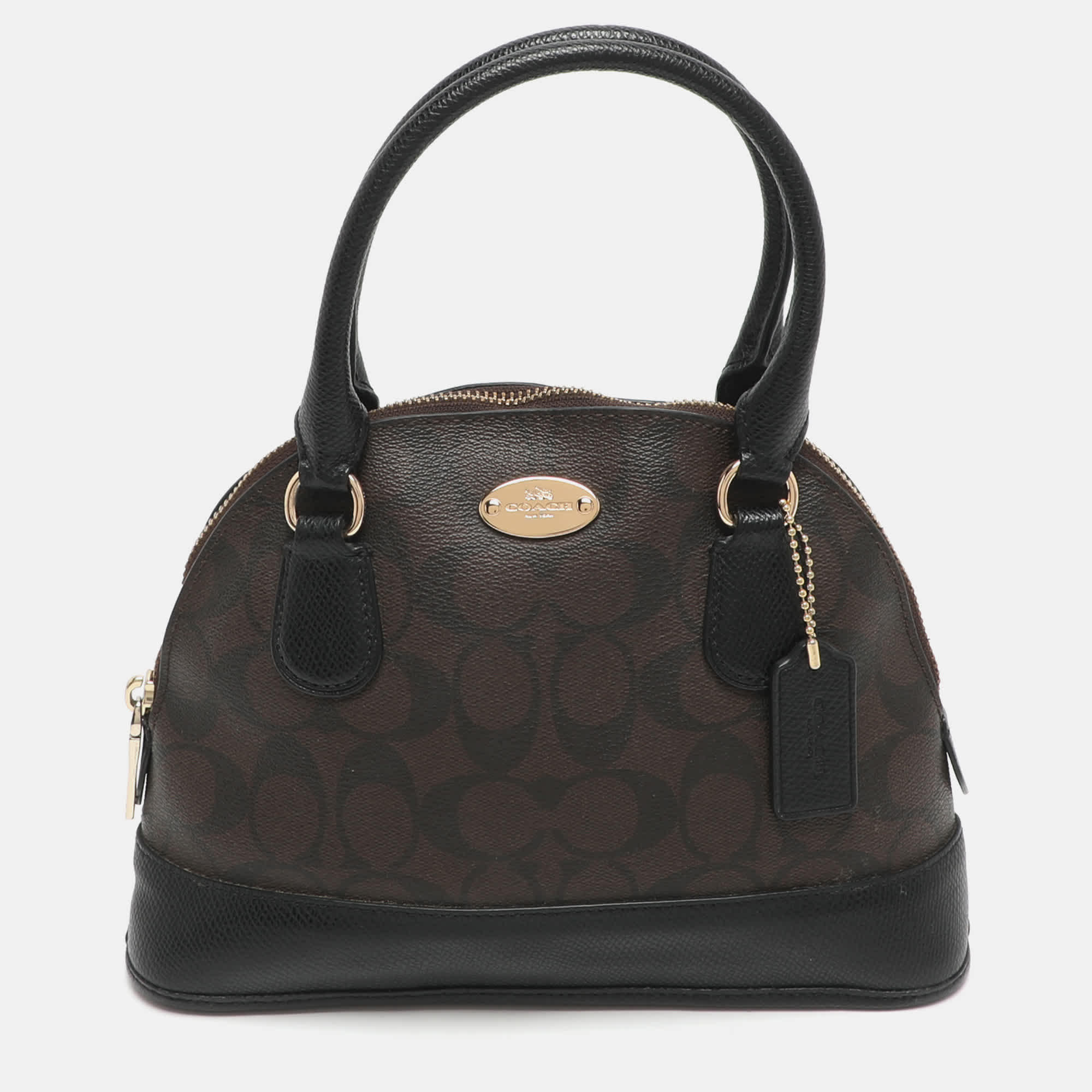 Coach Cora Dome Brown Signature Coated Canvas And Leather Satchel