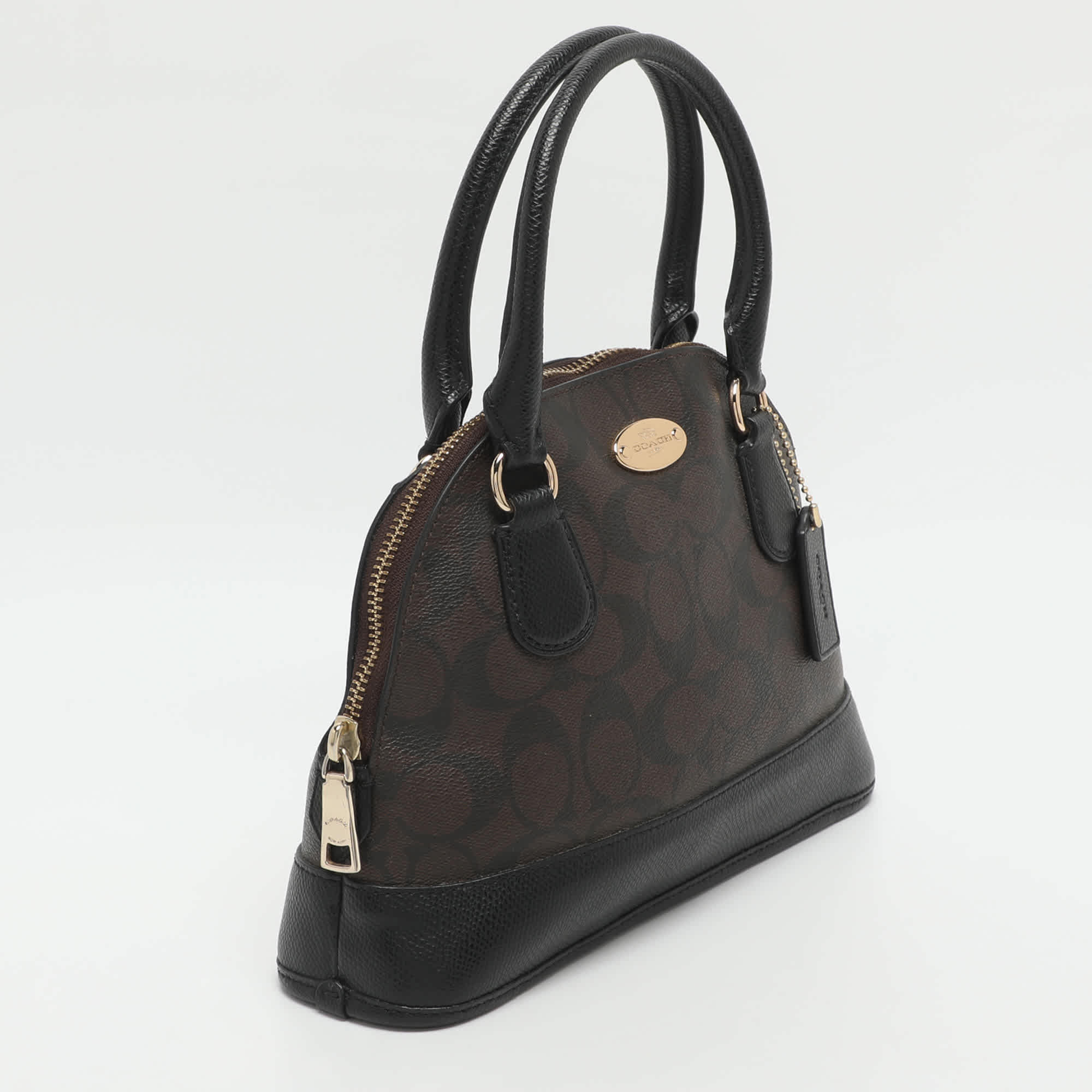Coach Cora Dome Brown Signature Coated Canvas And Leather Satchel