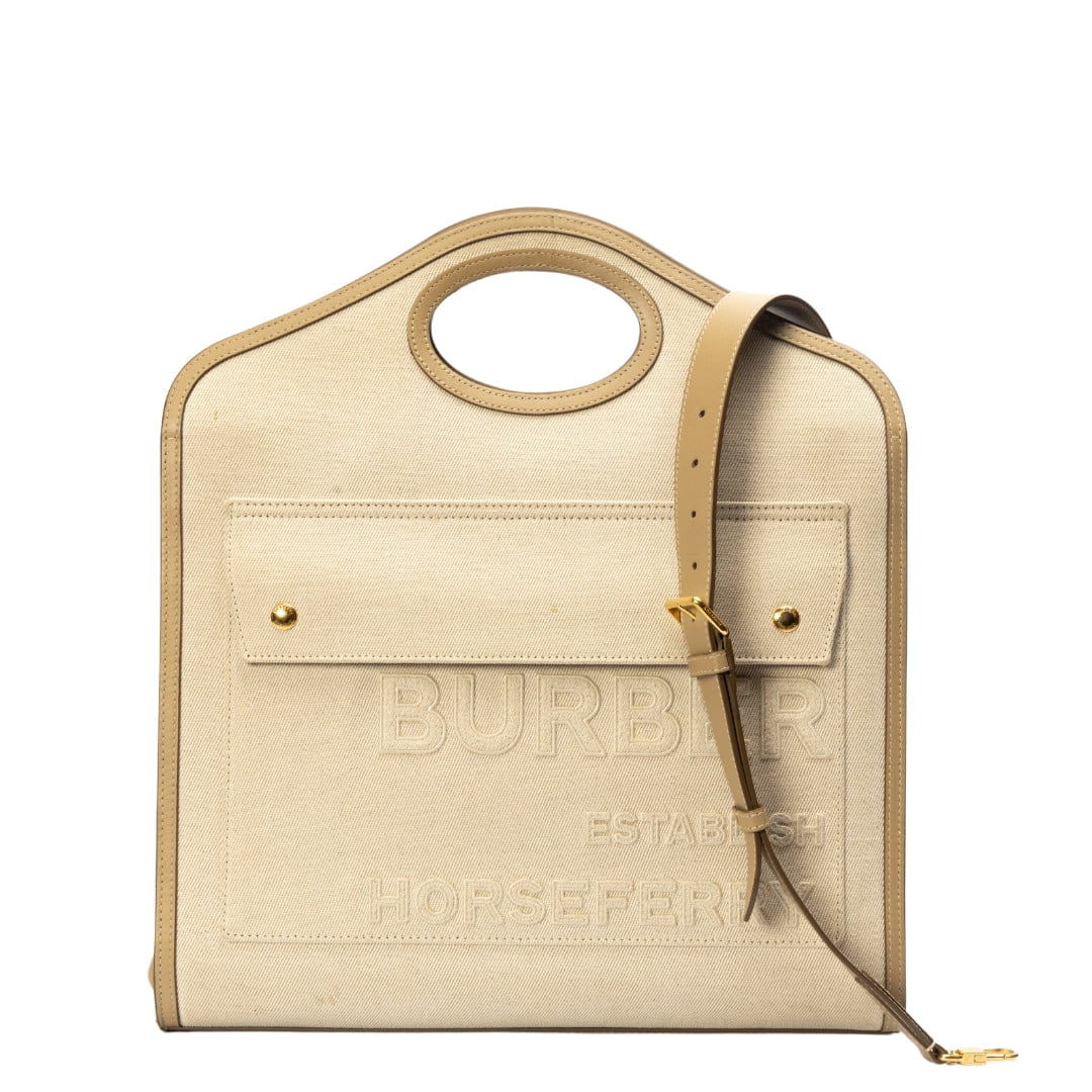 Burberry Beige Canvas and Leather pocket Medium bag