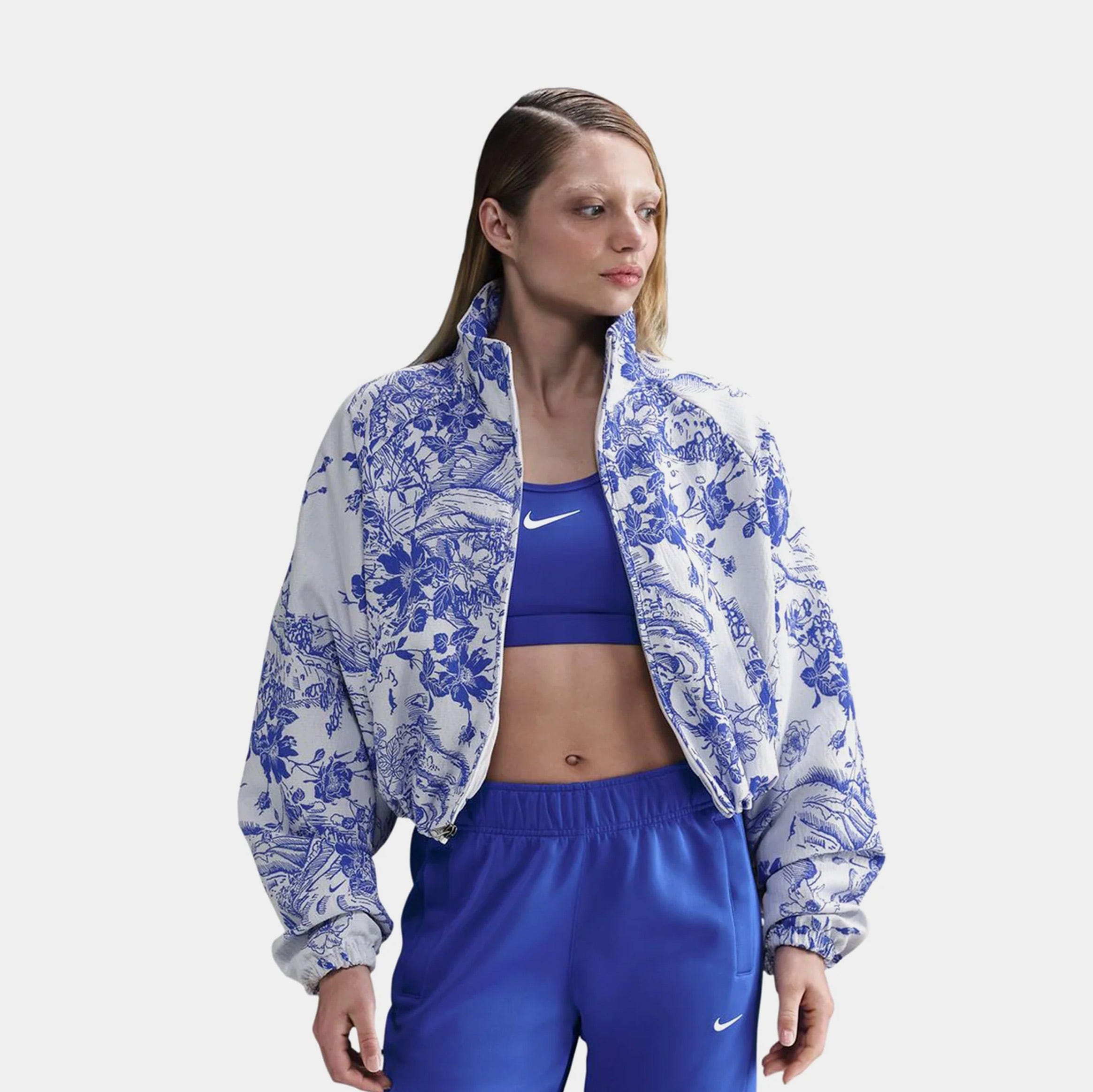 Nike NSW Oversized Jacquard Womens Track Jacket (White/Hyper Royal)