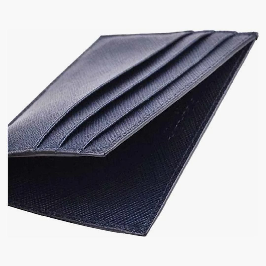 Prada Bifold Card Case (6 Card Slot) Saffiano Leather Navy