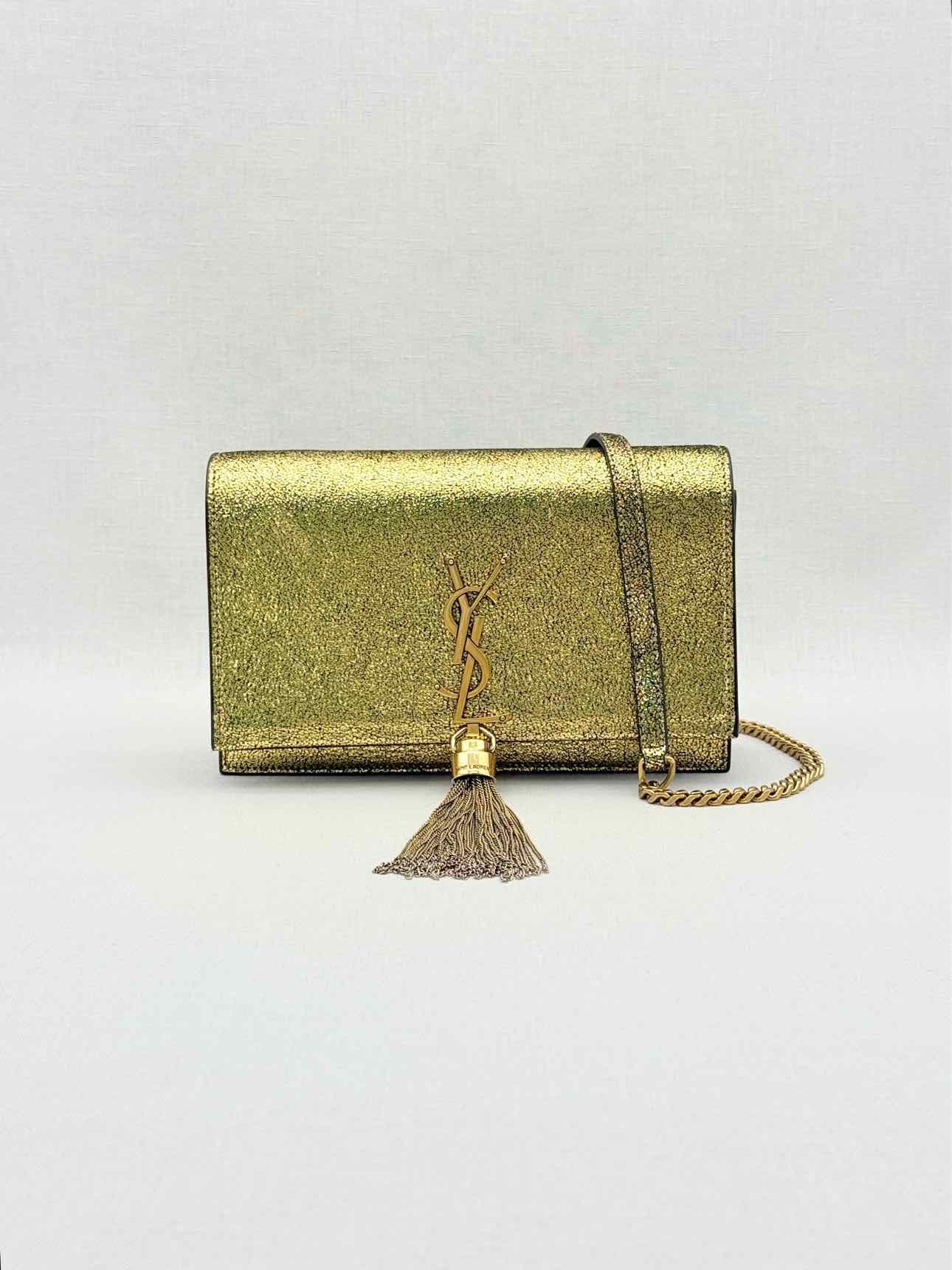 Saint Laurent Kate Metallic Gold Monogram Crossbody