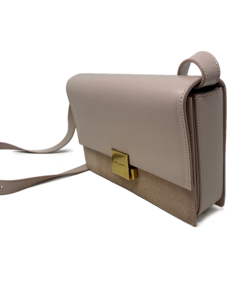 Saint Laurent Bellechasse Medium Pink Suede & Leather Crossbody