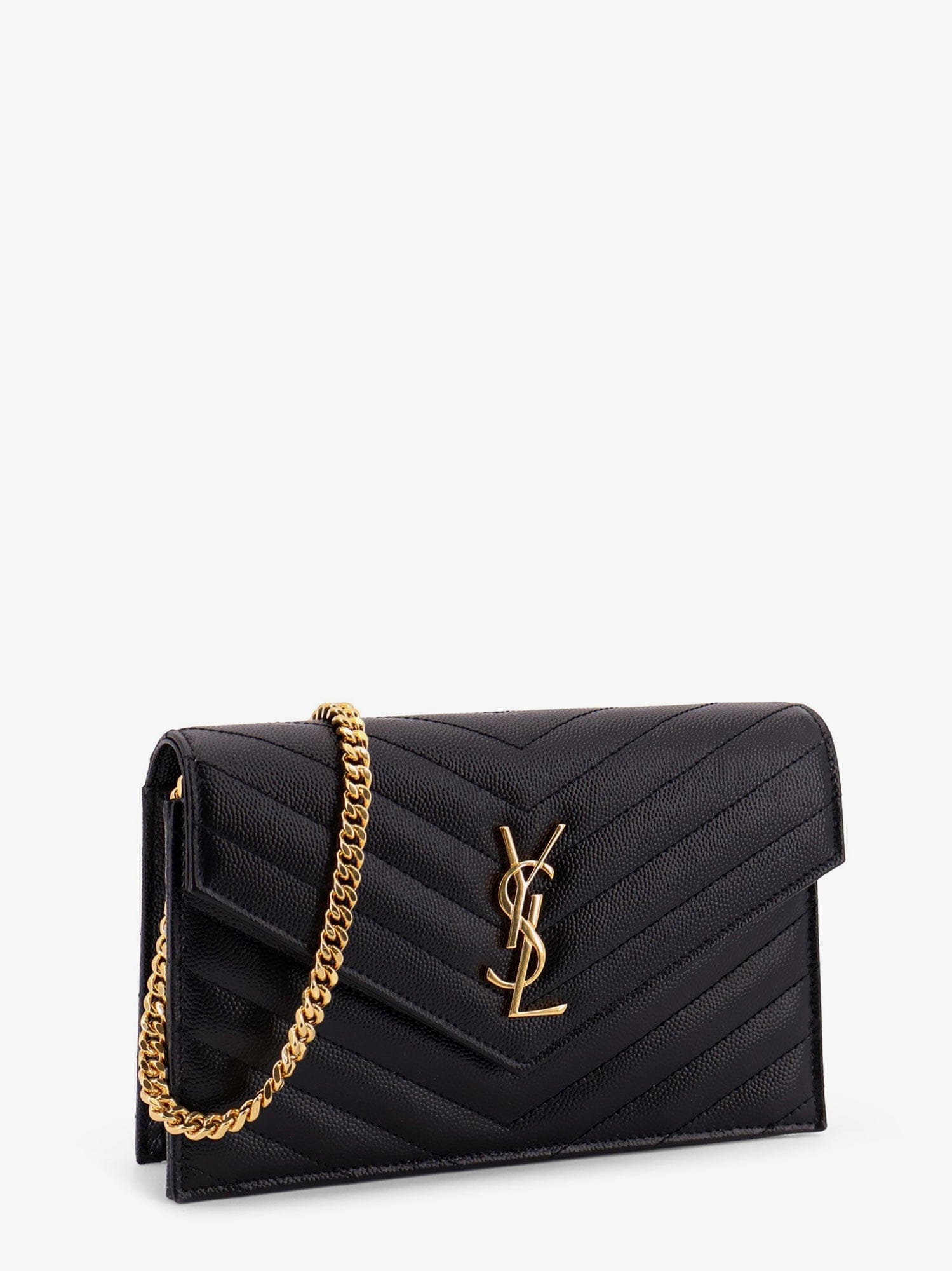 Saint Laurent Women Cassandre Envelope Clutch Crossbody Bag With Chain