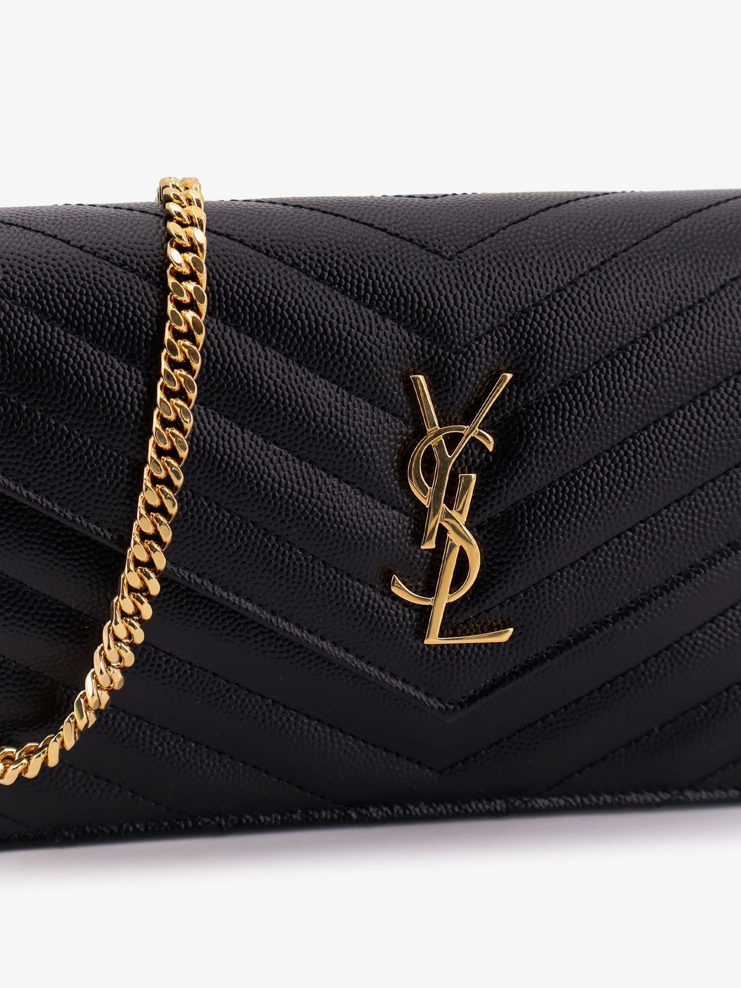 Saint Laurent Women Cassandre Envelope Clutch Crossbody Bag With Chain